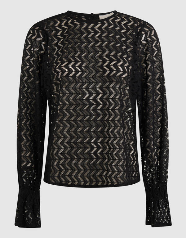 Kanten Zigzag Top Zwart SHOEBY WOMEN