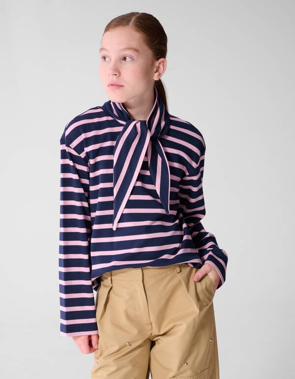 Wrap Gestreepte Longsleeve Donkerblauw SHOEBY GIRLS