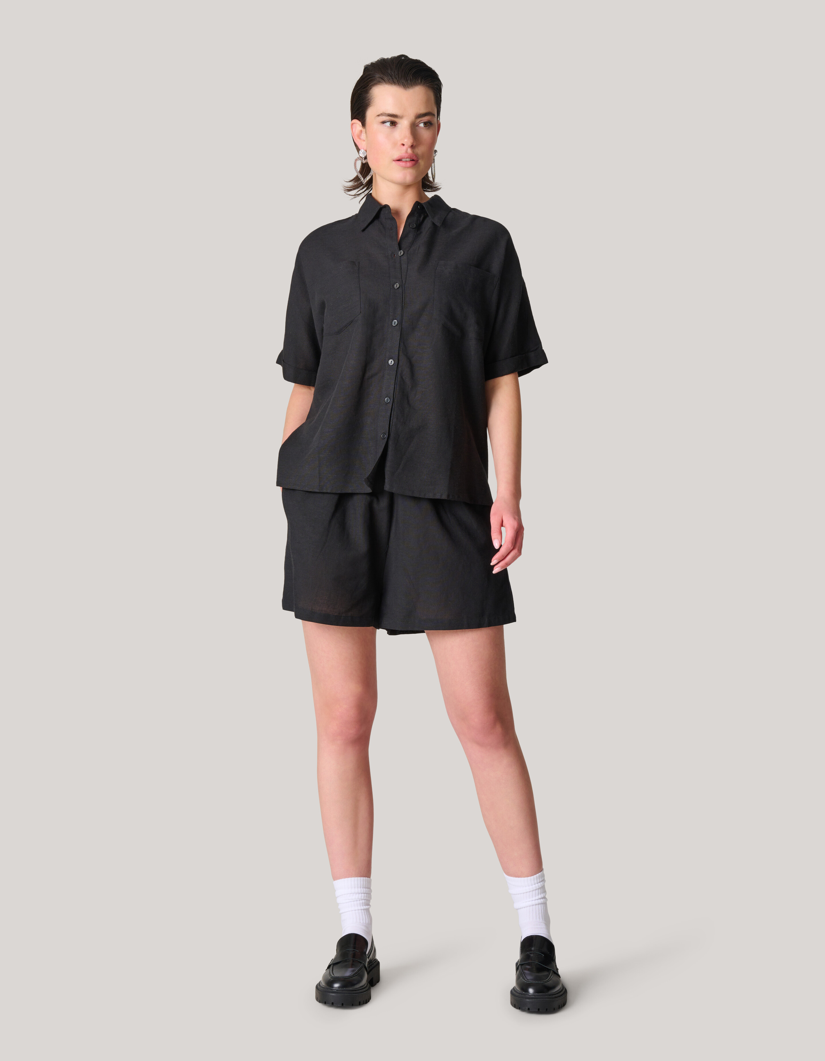 Linnen Blouse Zwart SHOEBY WOMEN
