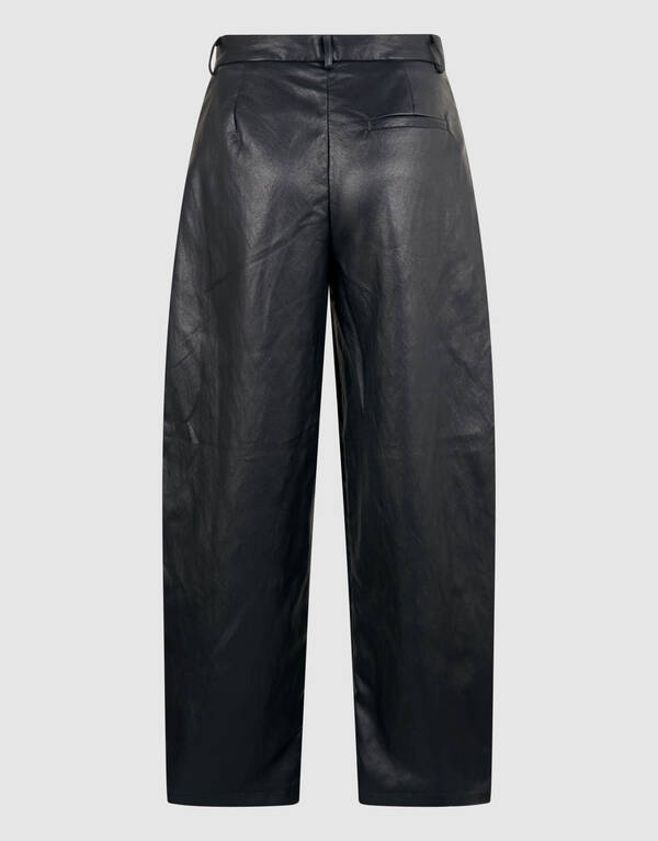 Vegan Leren Barrel Fit Broek Zwart SHOEBY WOMEN