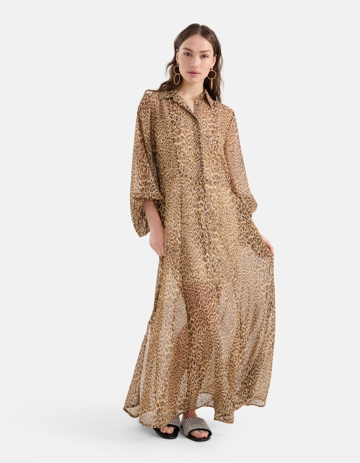 Cheetah Maxi Jurk Bruin SHOEBY WOMEN