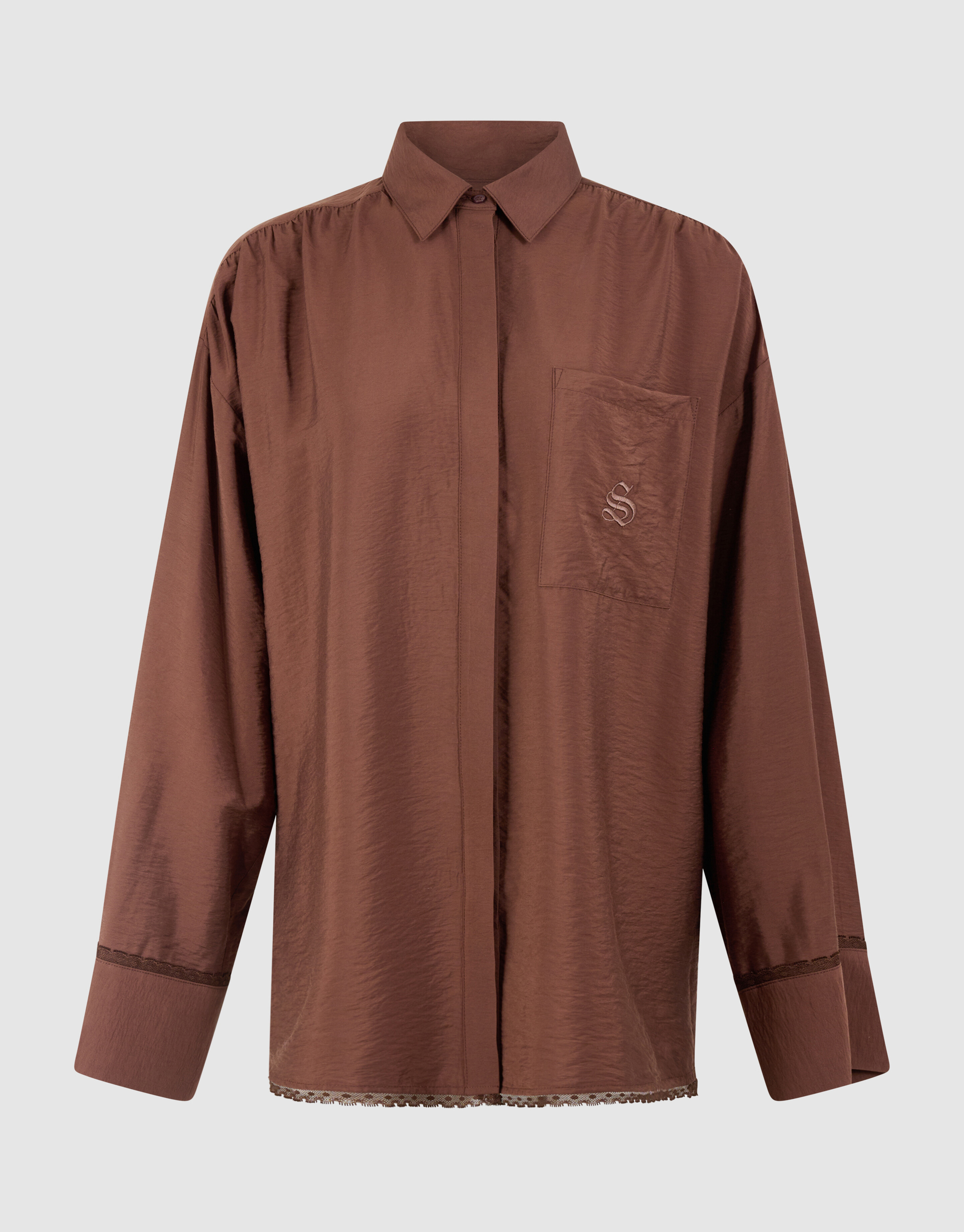 Oversized Kanten Blouse Bruin SHOEBY WOMEN