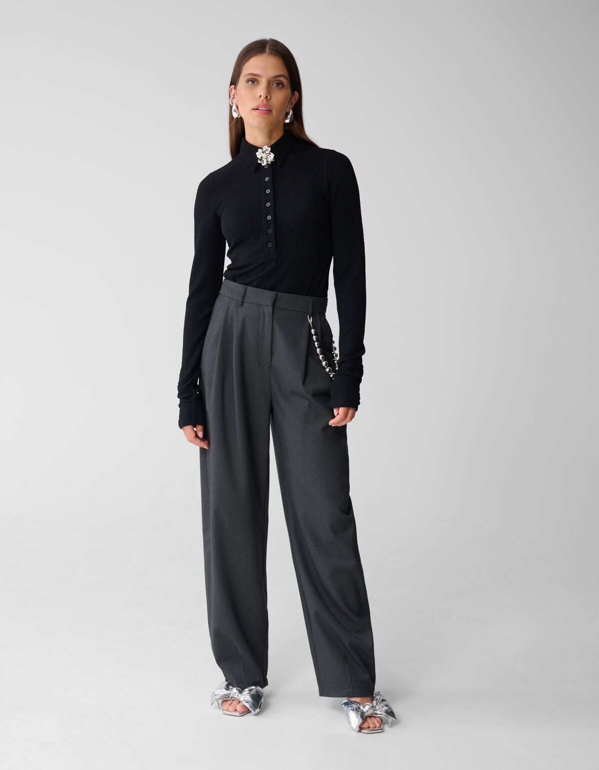 Flower Polo Top Zwart SHOEBY WOMEN