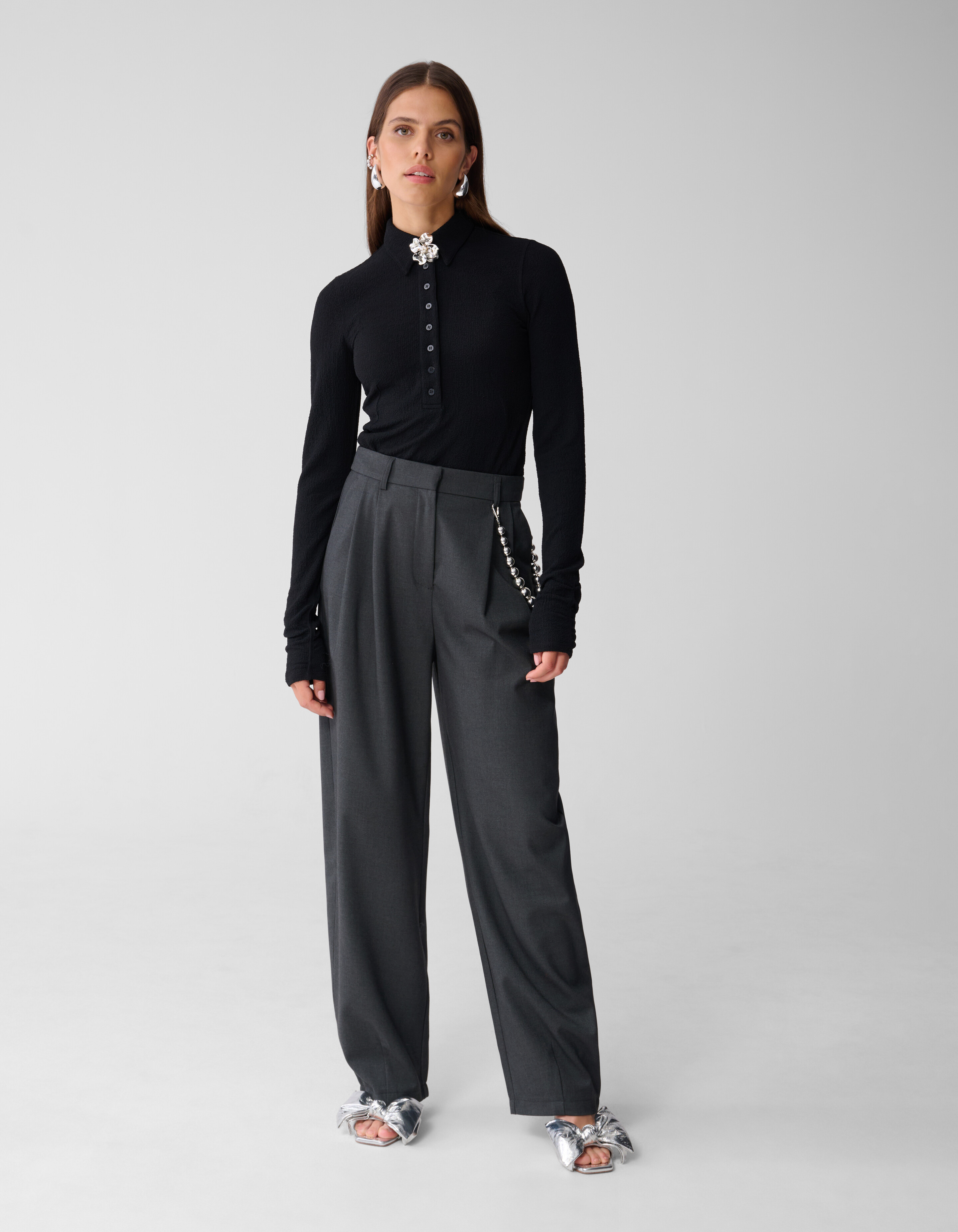 Flower Polo Top Zwart SHOEBY WOMEN