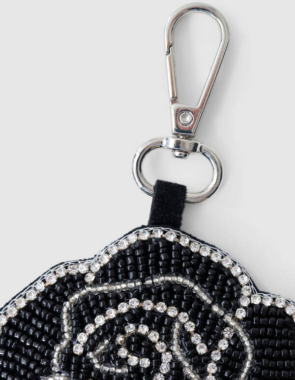 Beaded Flower Bagcharm Zwart SHOEBY ACCESSOIRES