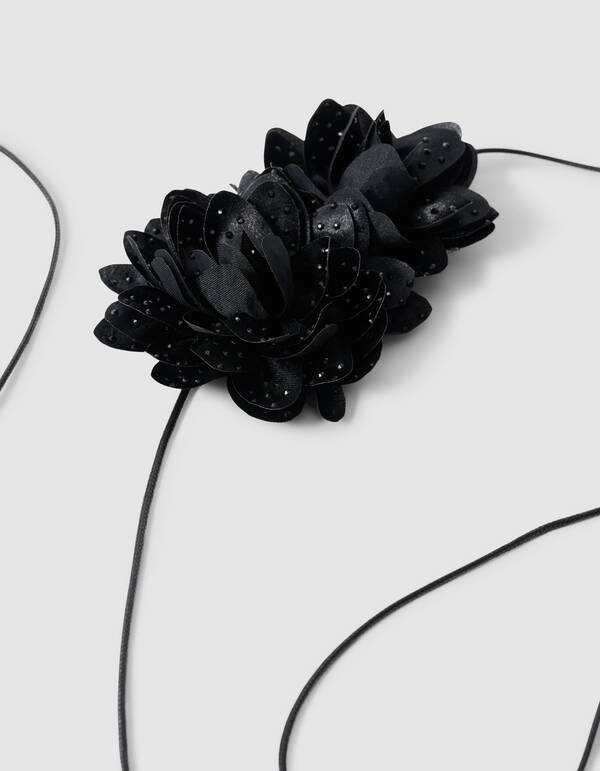 Strass Flower Corsage Zwart SHOEBY ACCESSOIRES