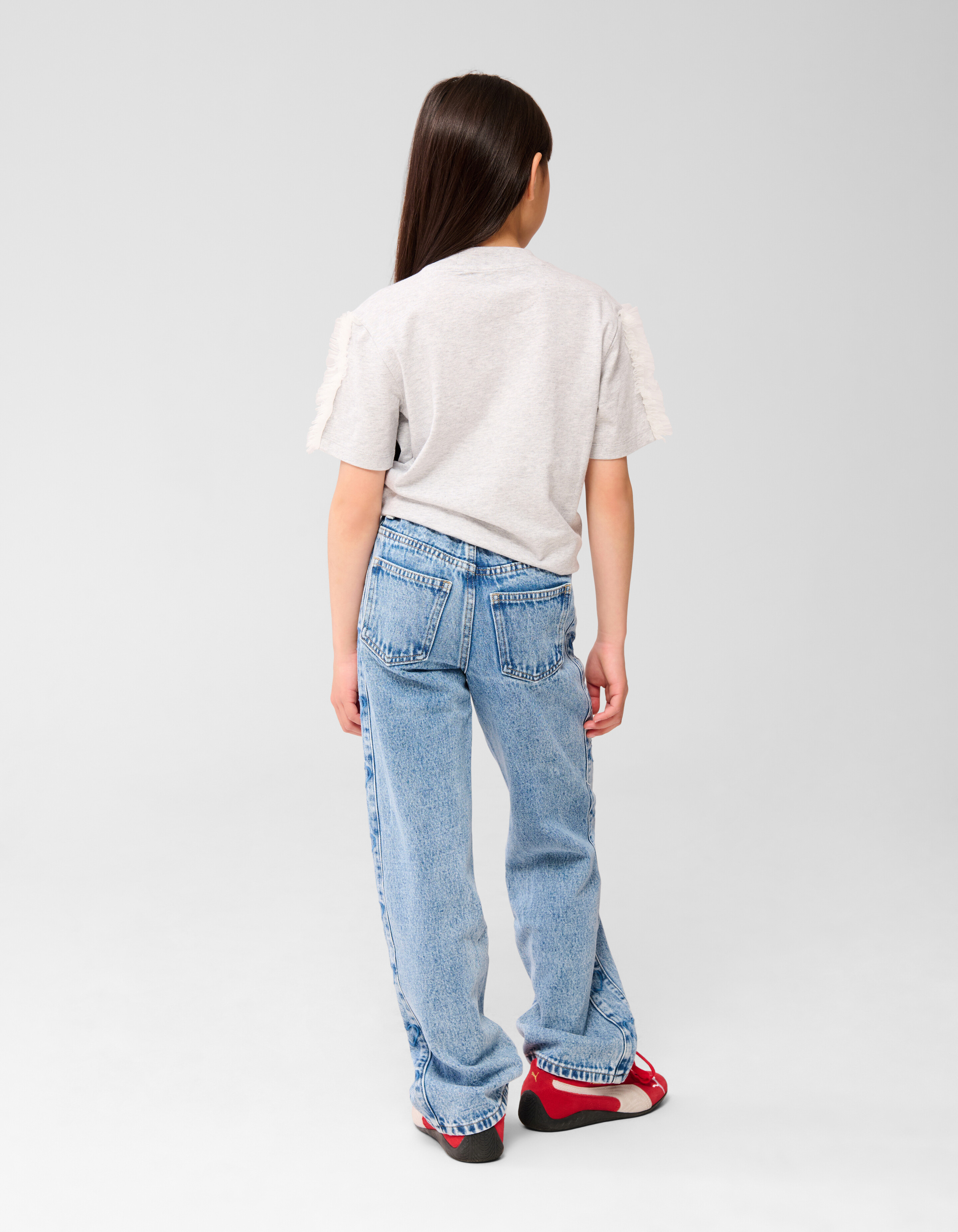 Mesh Heart T-shirt Lichtgrijs SHOEBY GIRLS