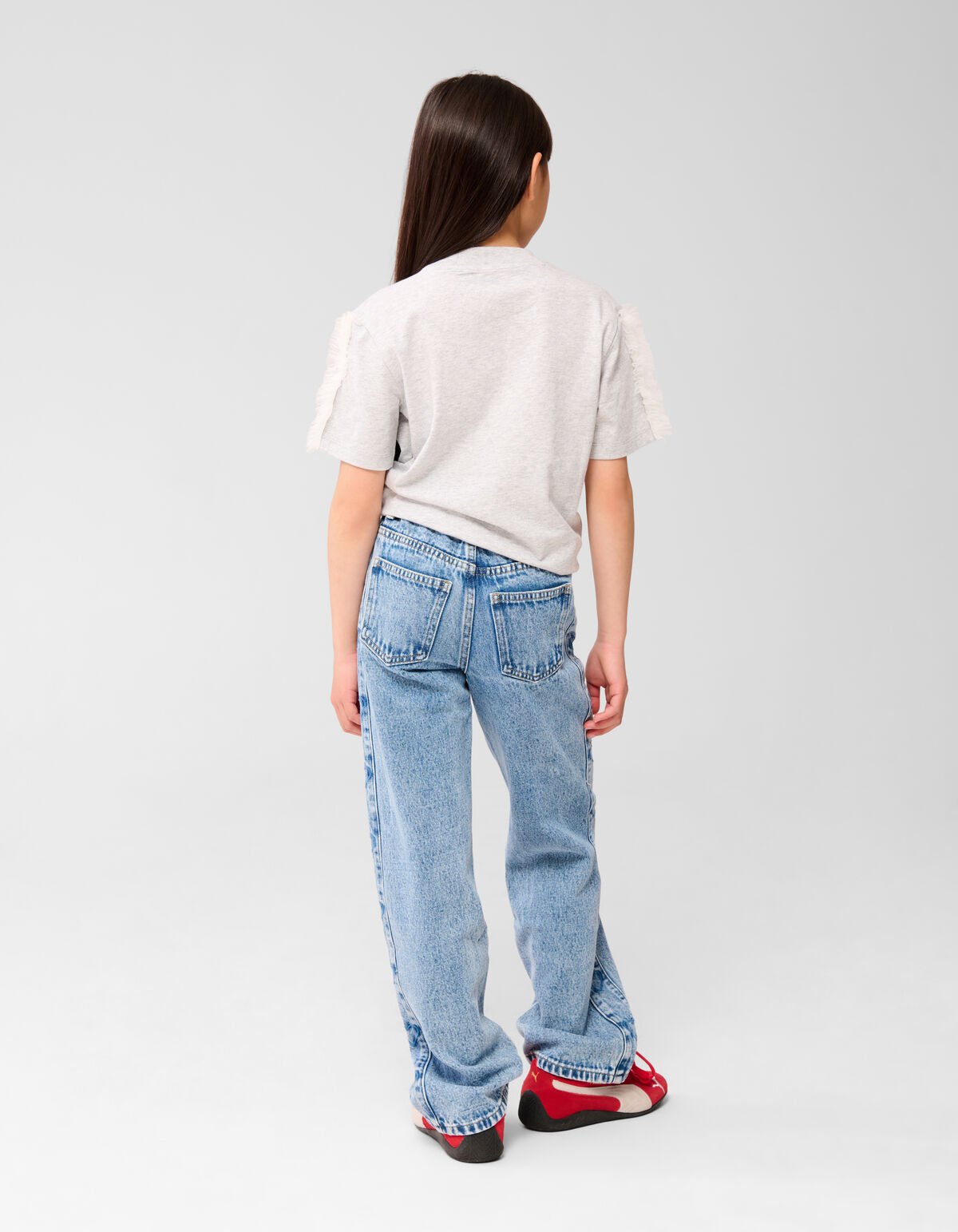 Mesh Heart T-shirt Lichtgrijs SHOEBY GIRLS