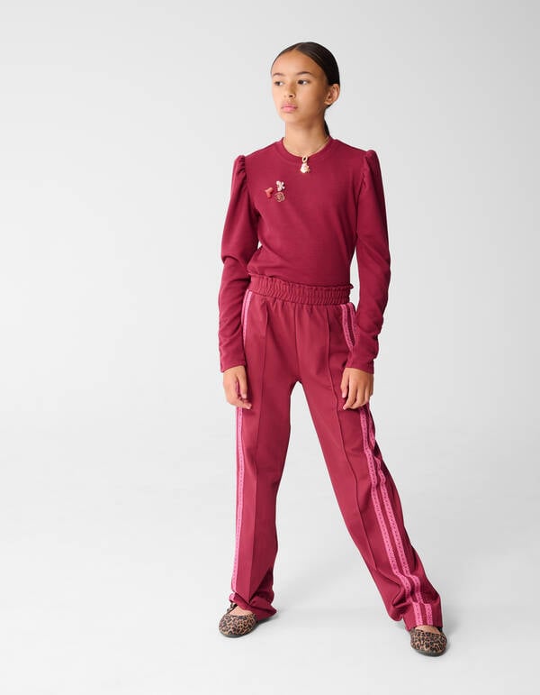 Sporty Wide Leg Broek Donkerroze SHOEBY GIRLS