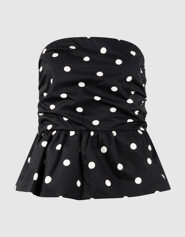 Strapless Polkadot Top Zwart/Wit SHOEBY WOMEN
