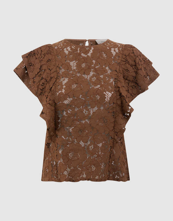 Kanten Ruffle Top Bruin SHOEBY WOMEN