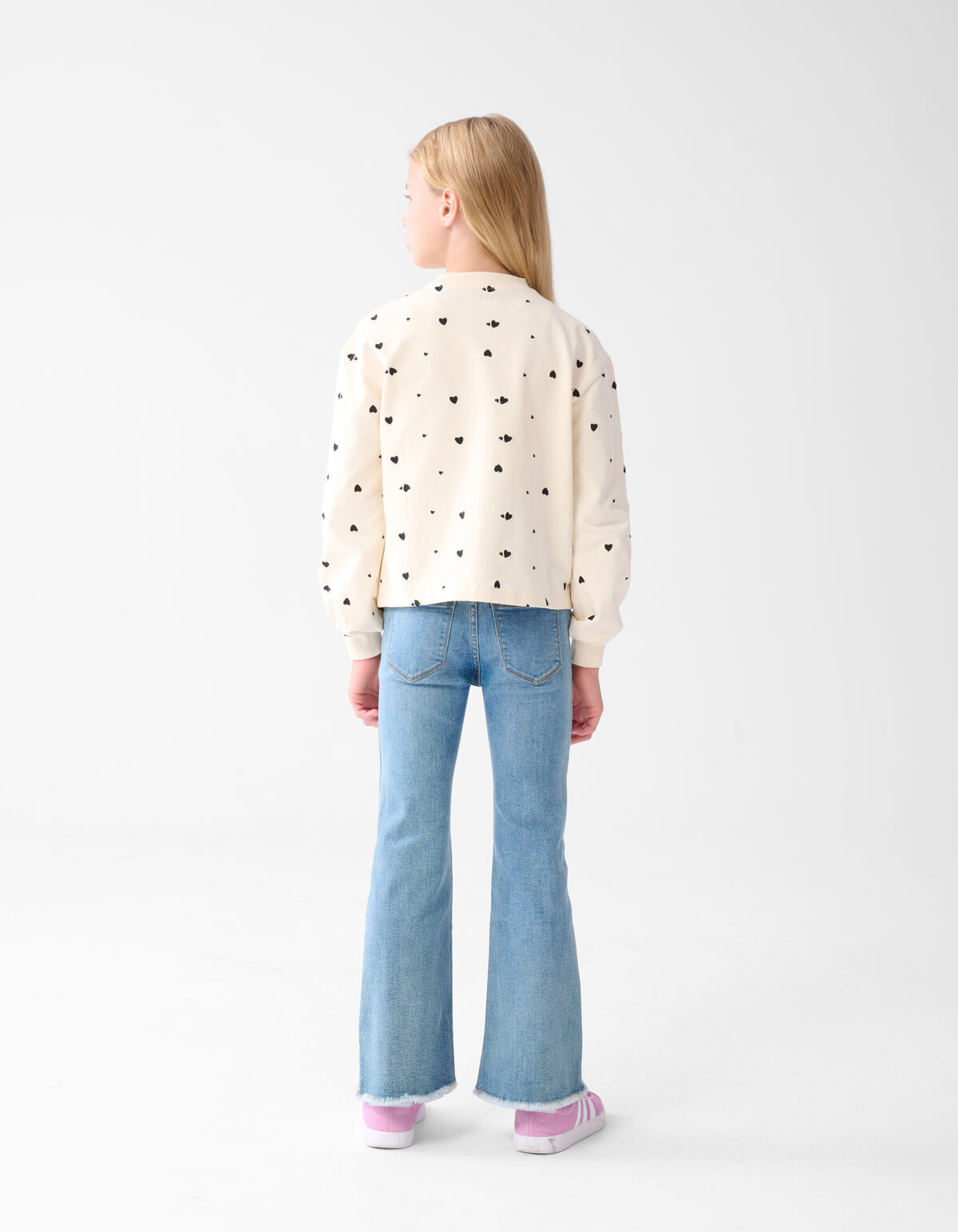 Heart Printed Longsleeve Gebroken Wit SHOEBY GIRLS