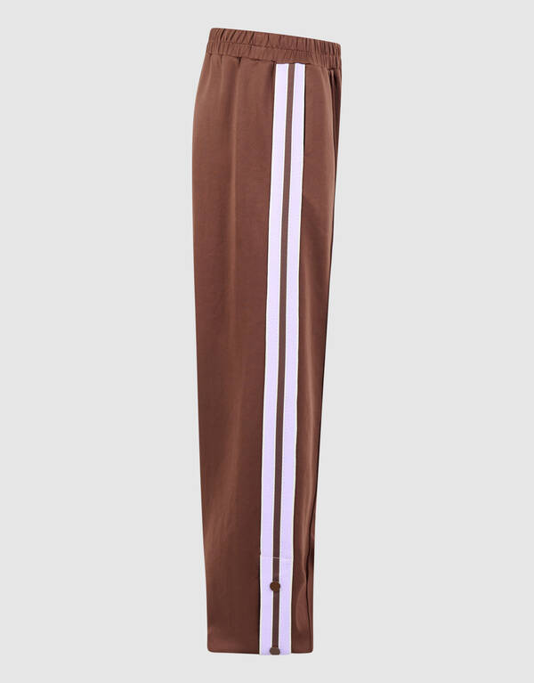 Button Wide Leg Fit Broek Bruin SHOEBY GIRLS