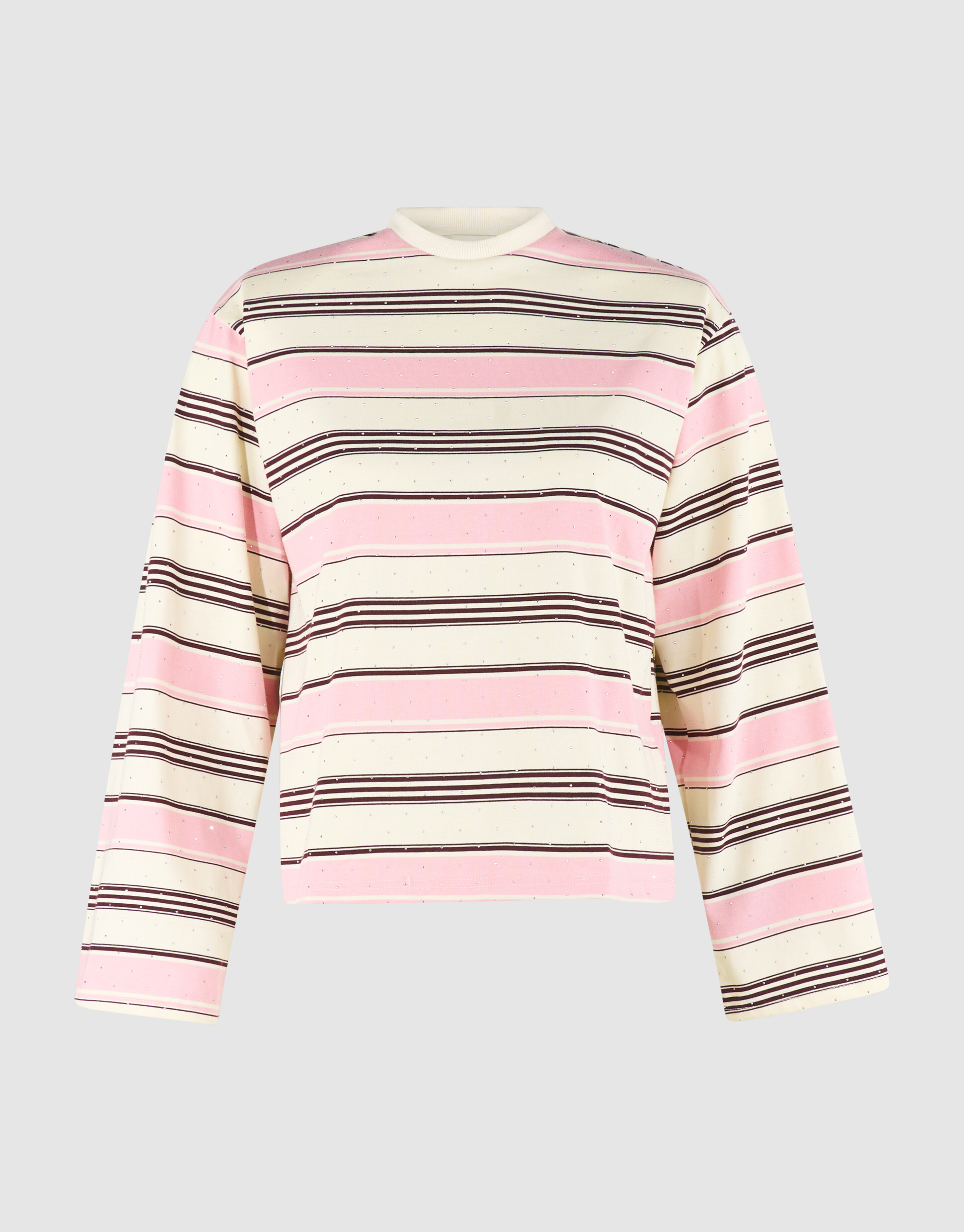 Gestreept Strass Longsleeve T-shirt Roze SHOEBY WOMEN