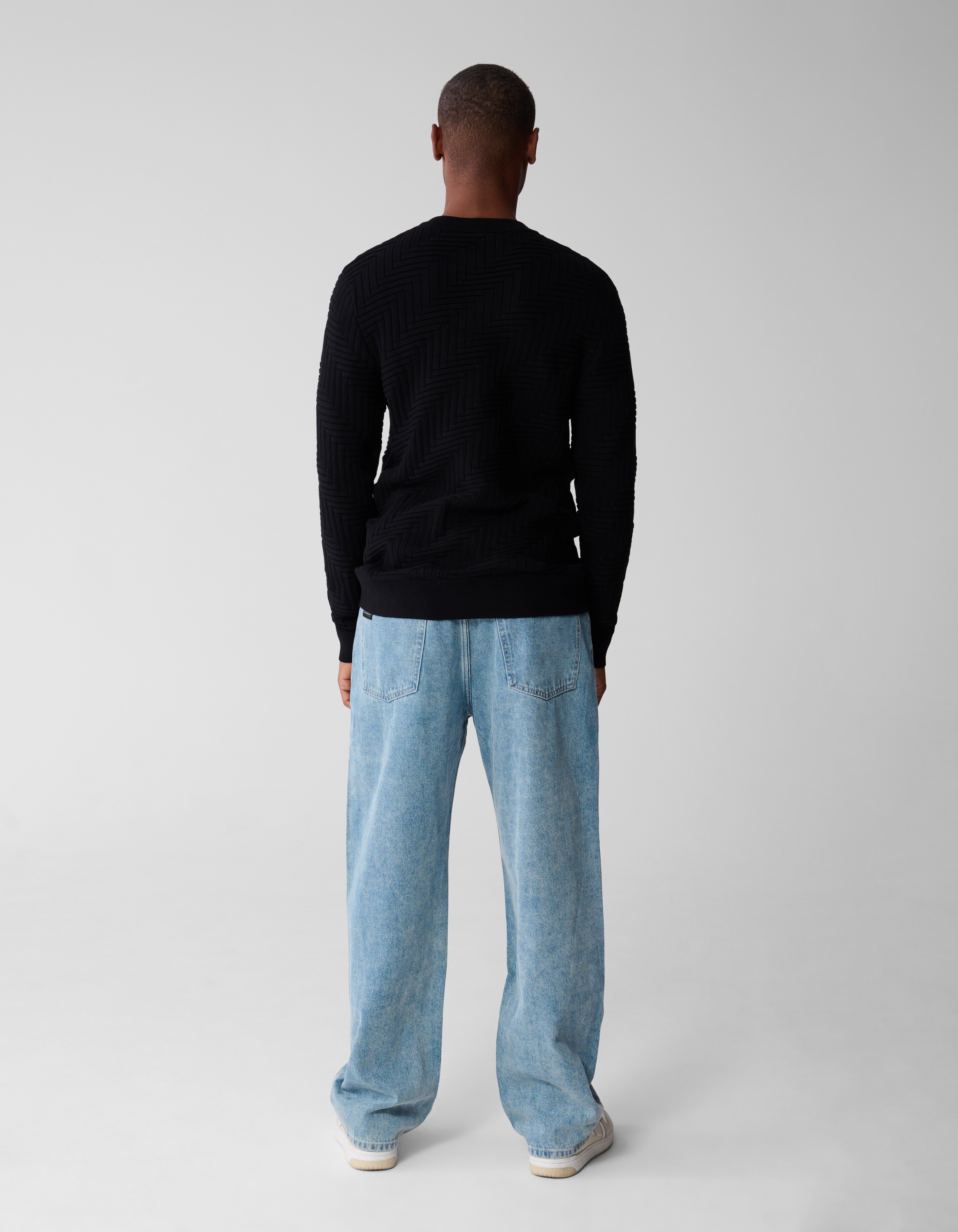 Structuur Knit Sweater Zwart SHOEBY MEN