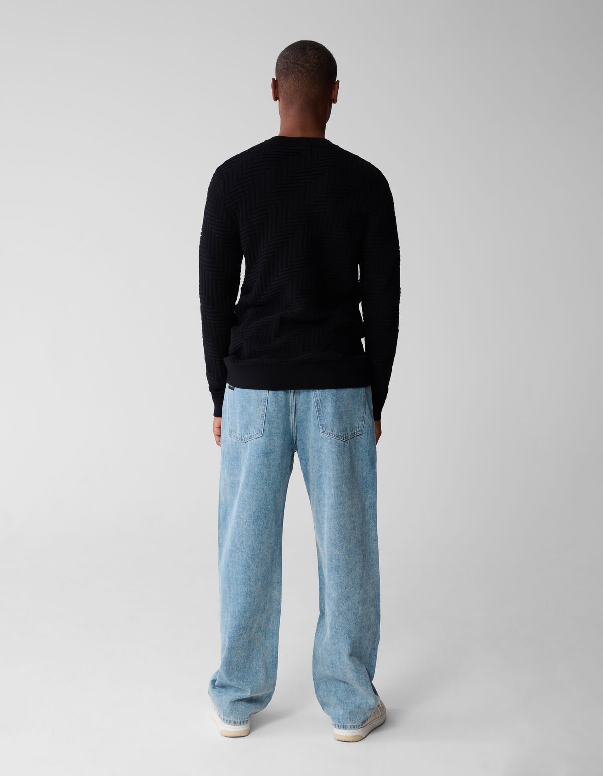 Structuur Knit Sweater Zwart SHOEBY MEN