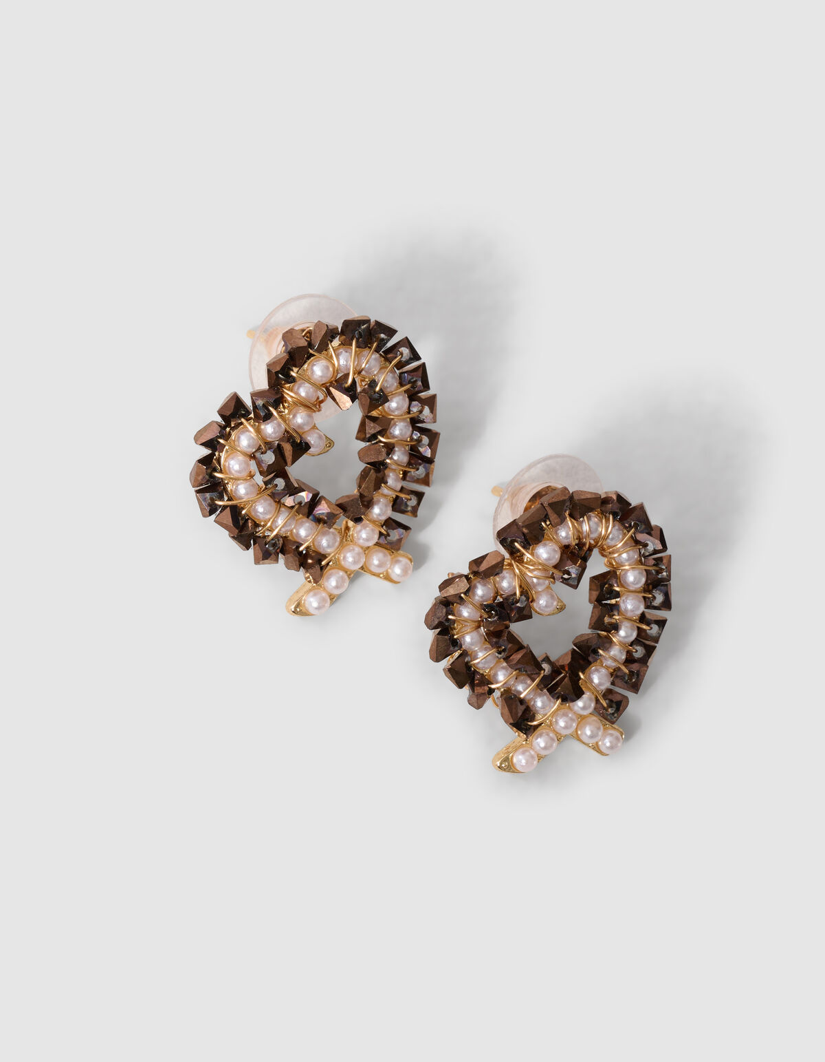 Heart Beads Oorbellen Bruin/Goud SHOEBY ACCESSOIRES
