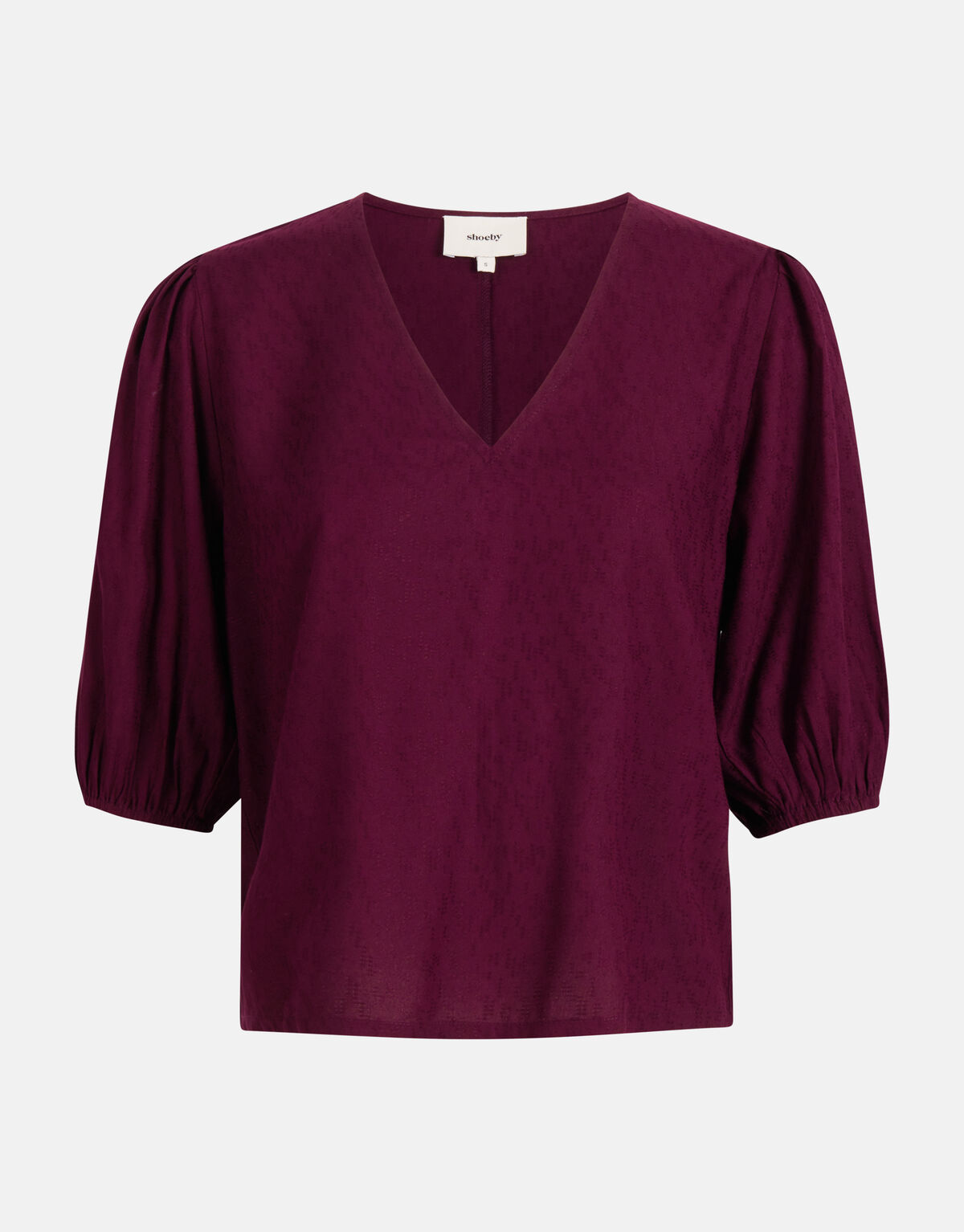 Structuur V-Hals Top Bordeaux SHOEBY WOMEN