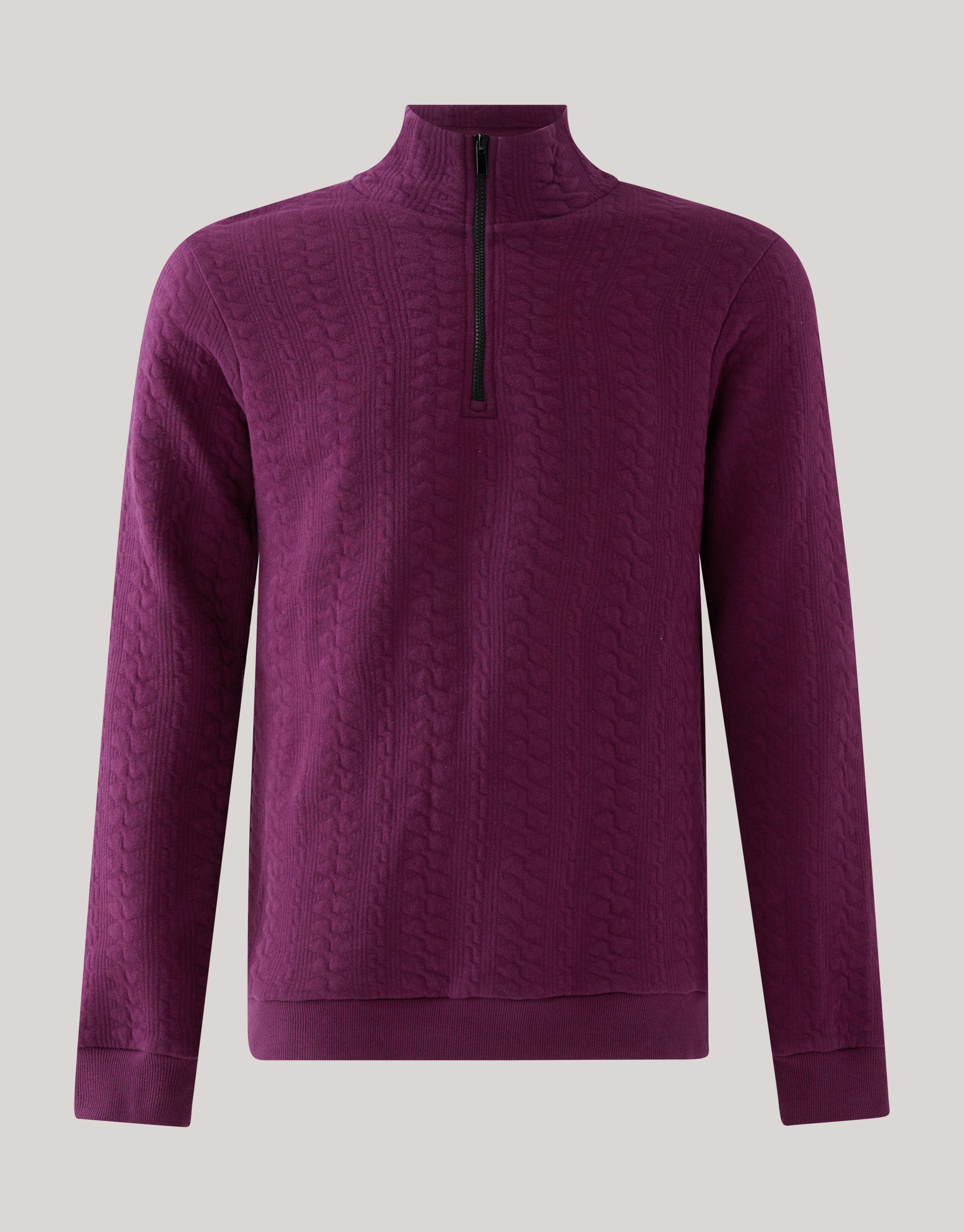 Quilted Zipper Sweater Donkerrood SHOEBY MEN