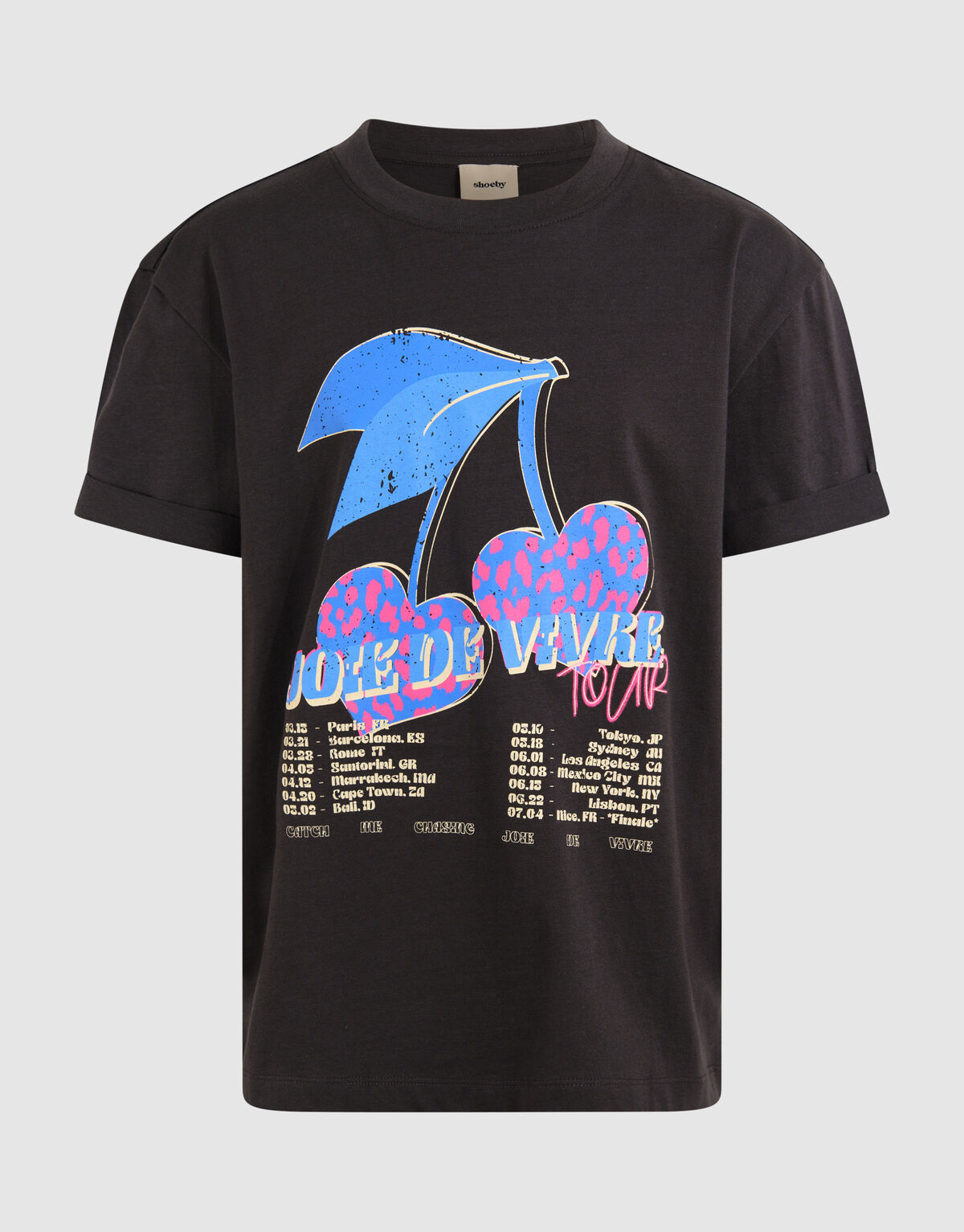 Vivre Artwork T-shirt Donkergrijs SHOEBY GIRLS