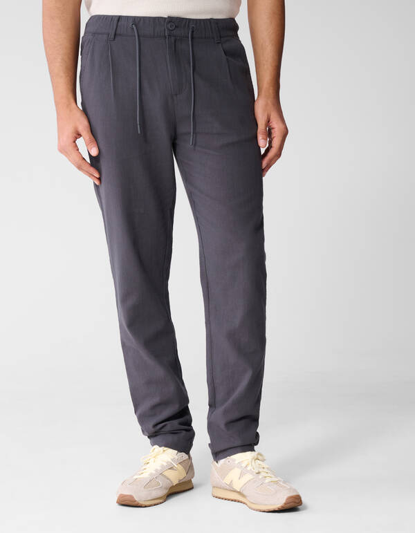 Structuur Regular Fit Broek Donkergrijs SHOEBY MEN