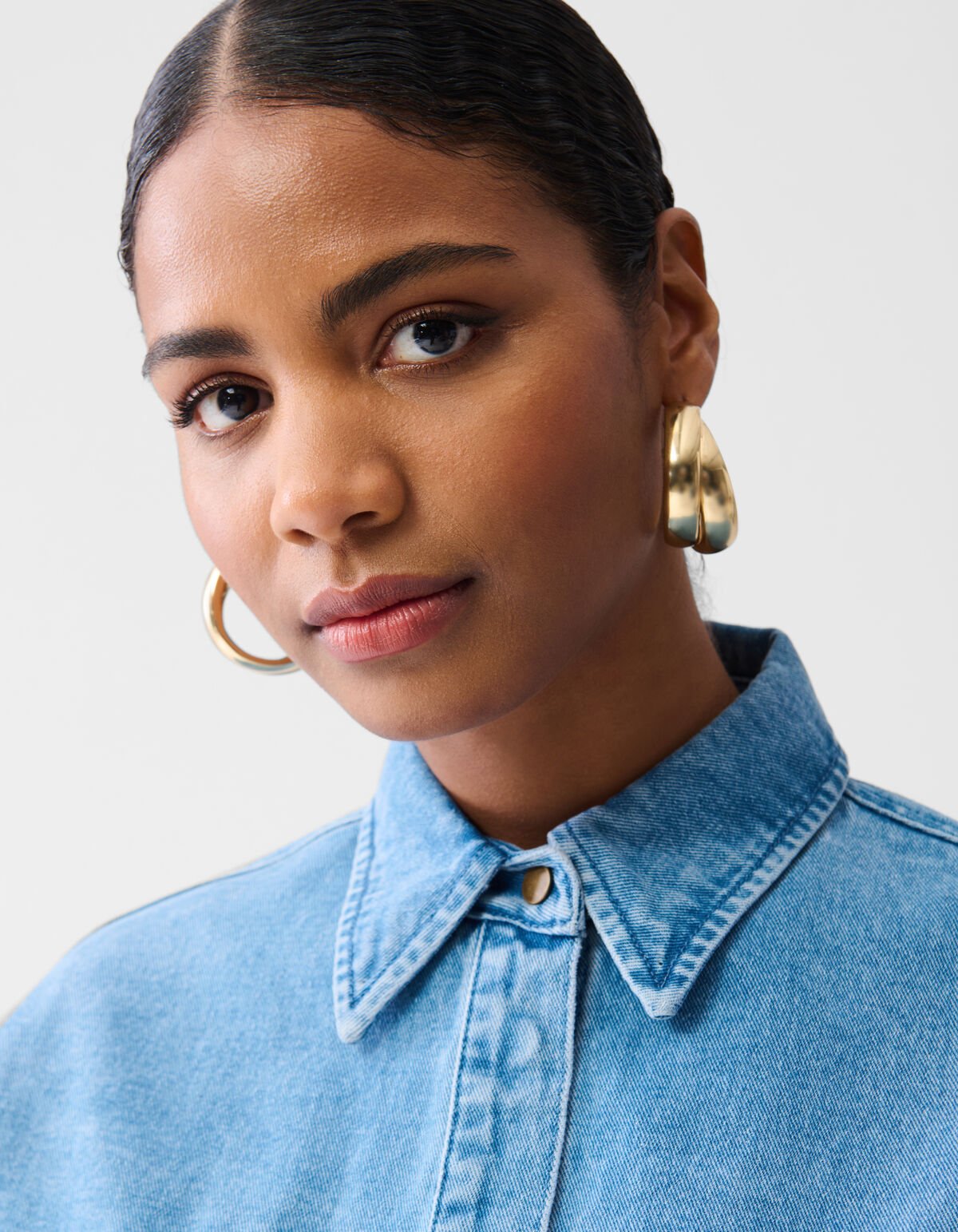 Oversized Denim Blouse Mediumstone SHOEBY WOMEN