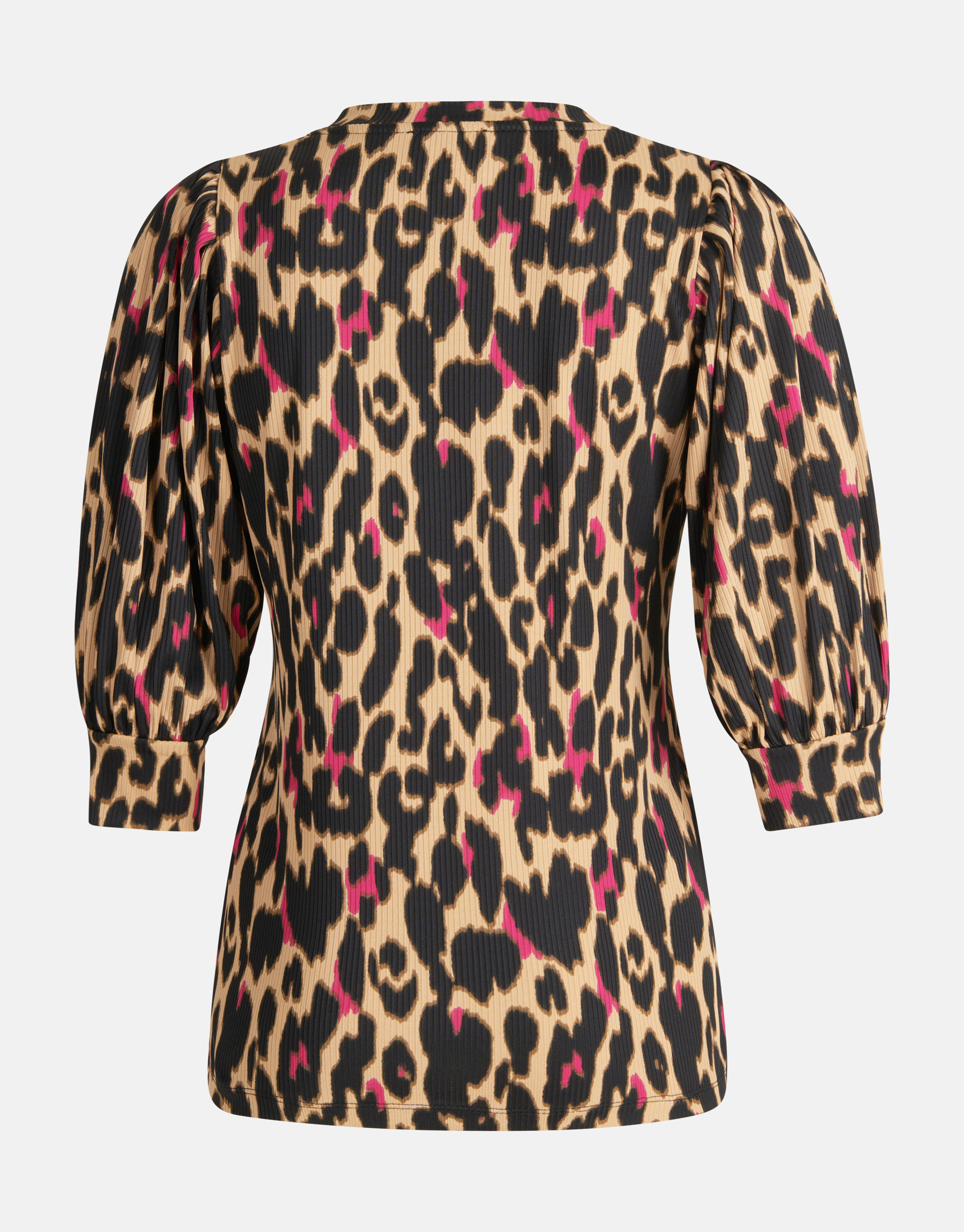 Leopard Rib V-hals Top Bruin SHOEBY WOMEN