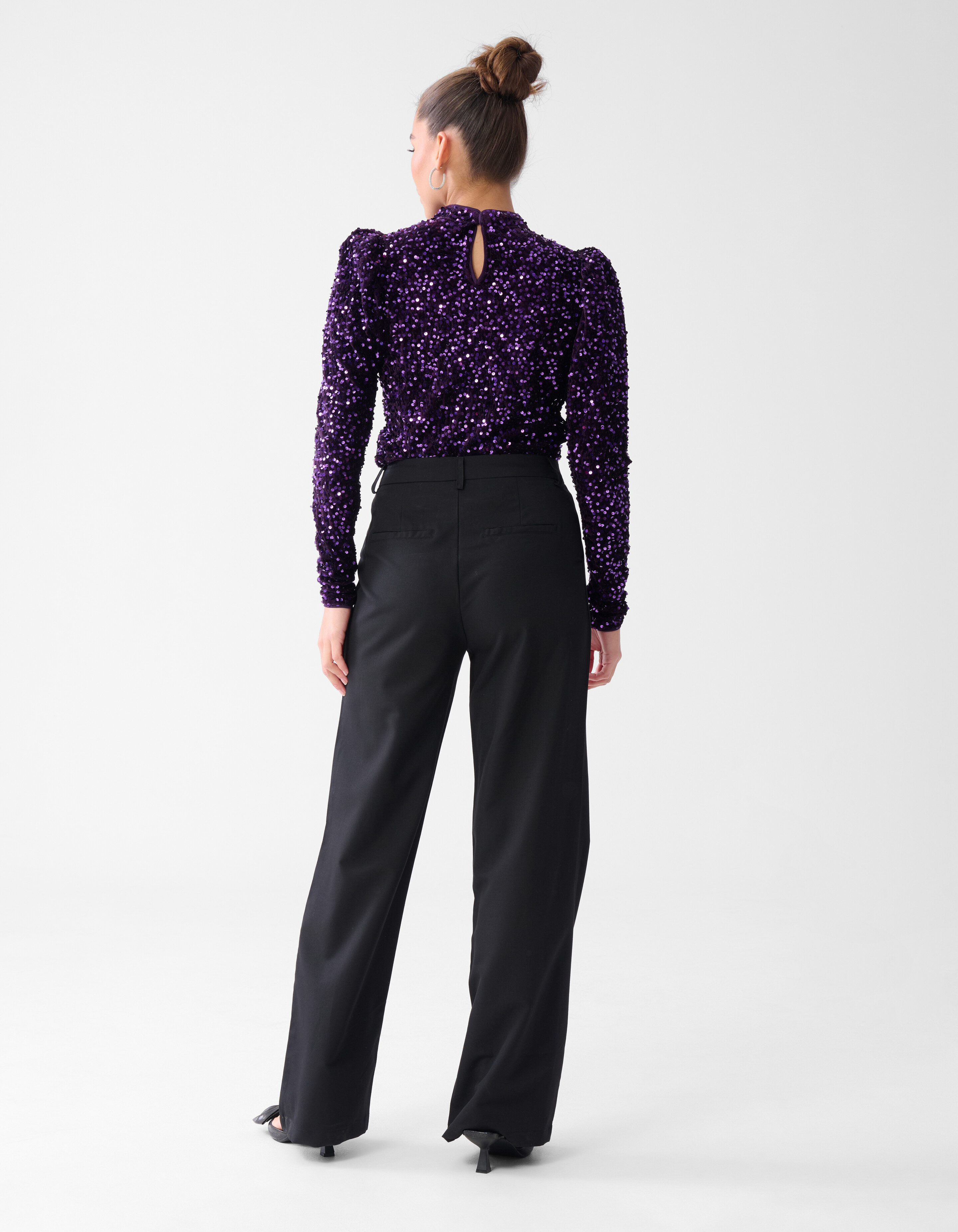 Velvet Pailletten Top Donkerpaars SHOEBY WOMEN