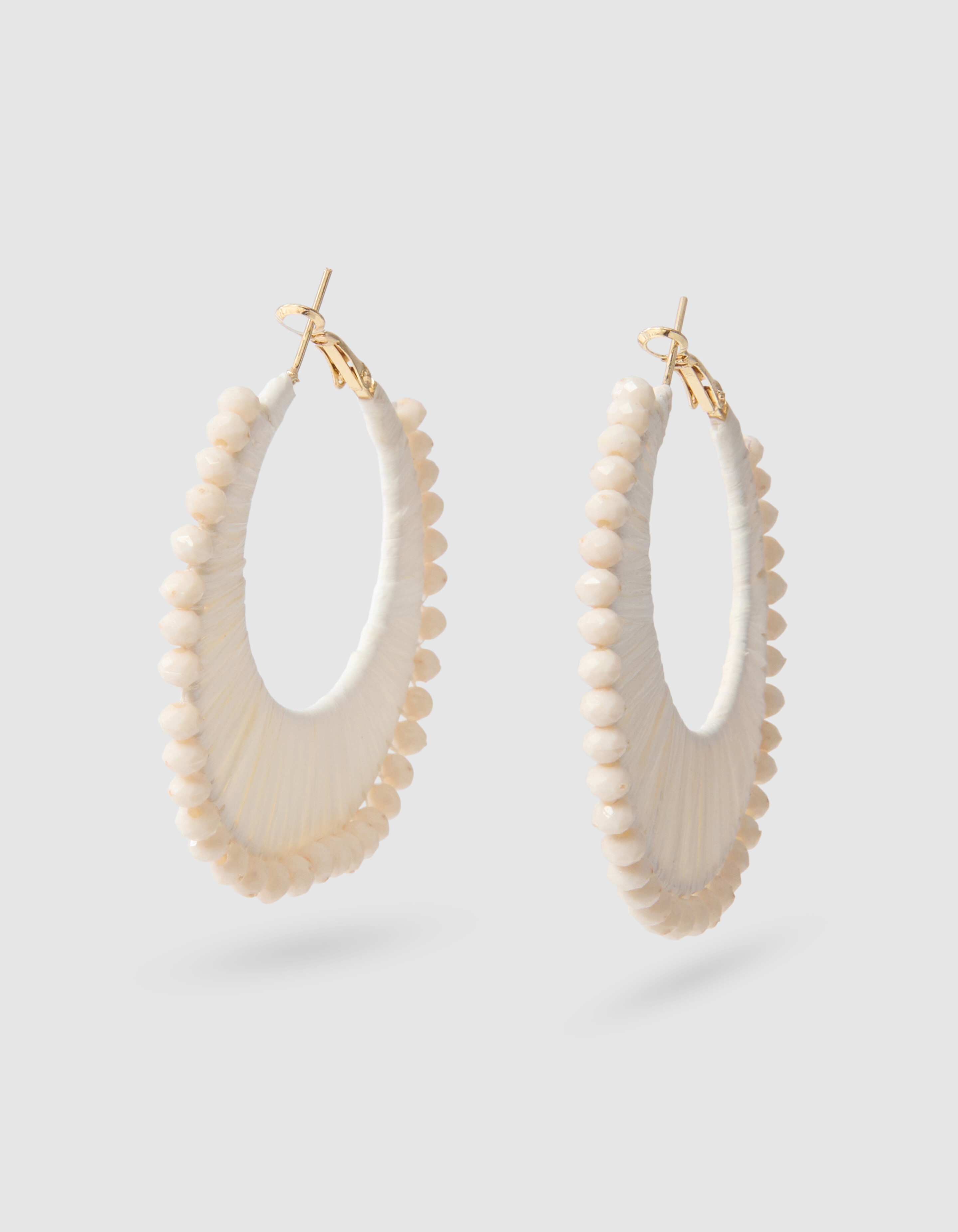 Beaded Hoop Oorbellen Gebroken Wit SHOEBY ACCESSOIRES