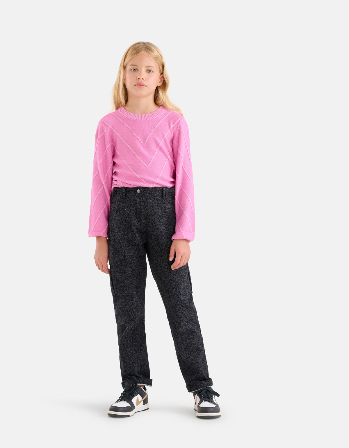 Leopard Print Cargo Broek Donkergrijs SHOEBY GIRLS