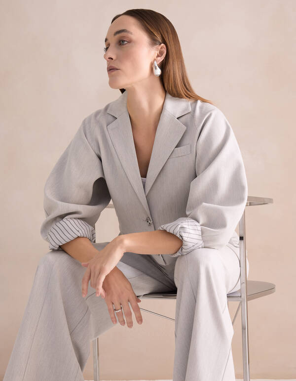 Cropped Blazer Lichtgrijs By Mieke SHOEBY WOMEN