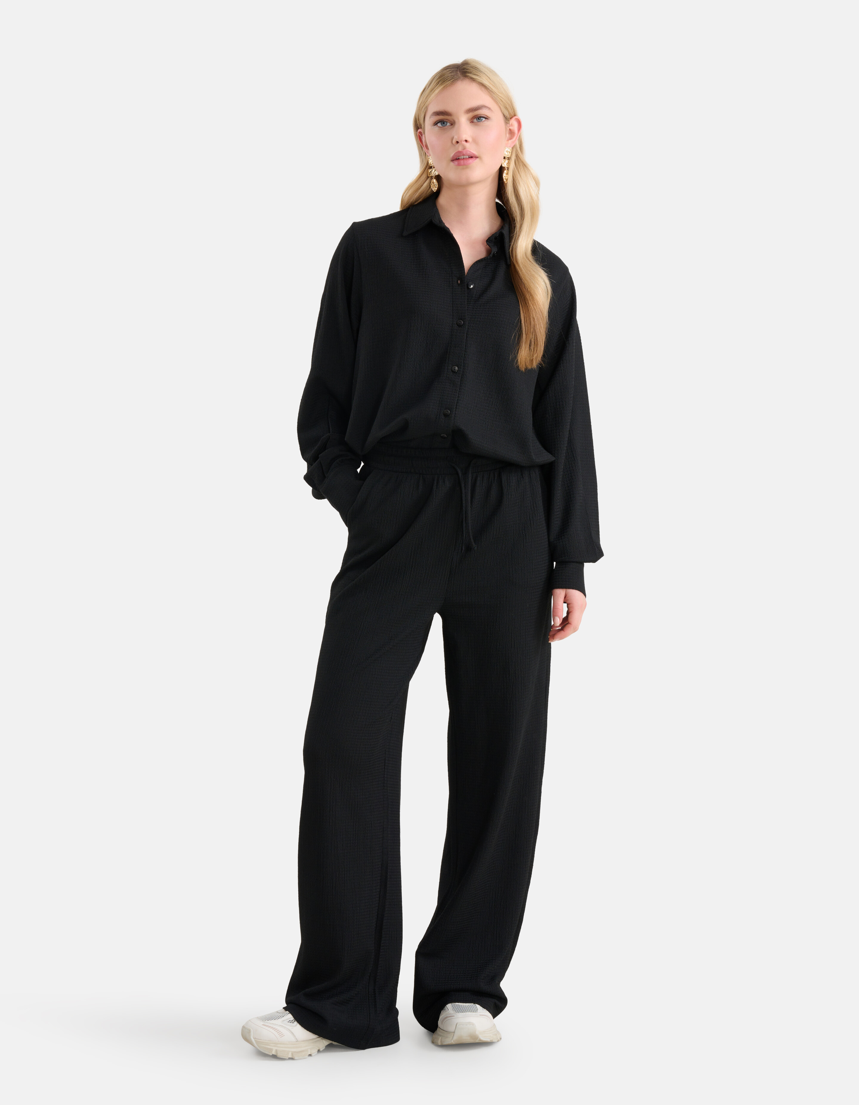 Crinkle Wide Leg Zwart SHOEBY WOMEN
