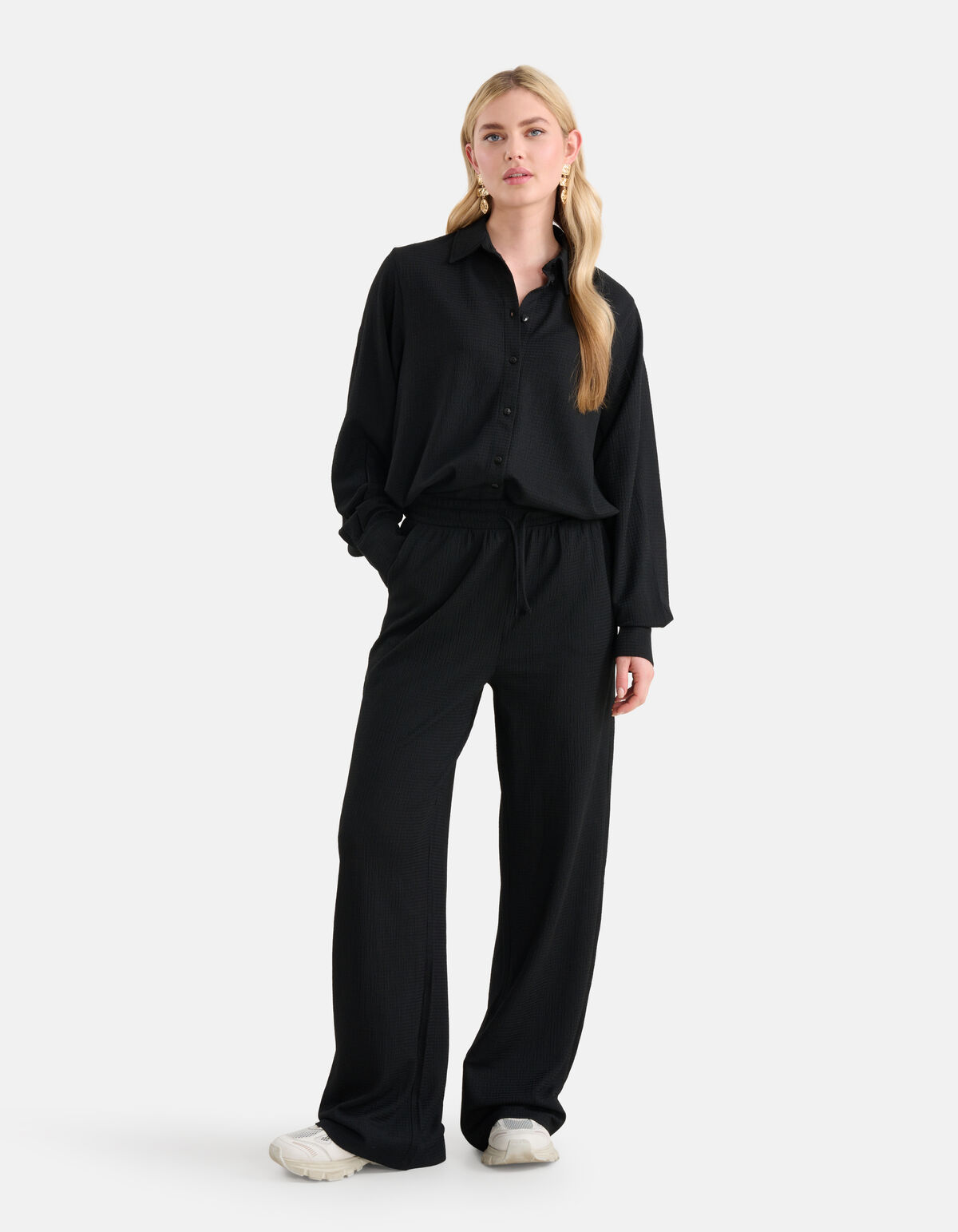 Crinkle Wide Leg Zwart SHOEBY WOMEN