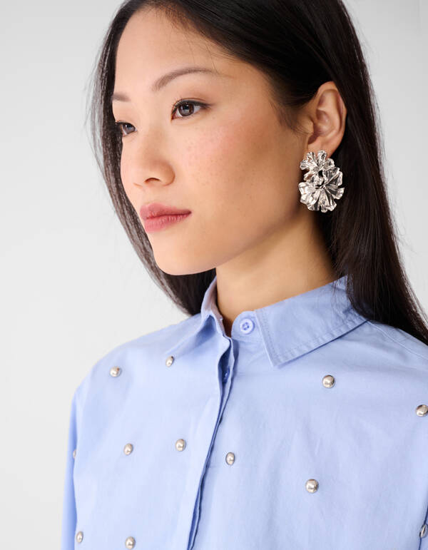 Oversized Studded Blouse Lichtblauw SHOEBY WOMEN