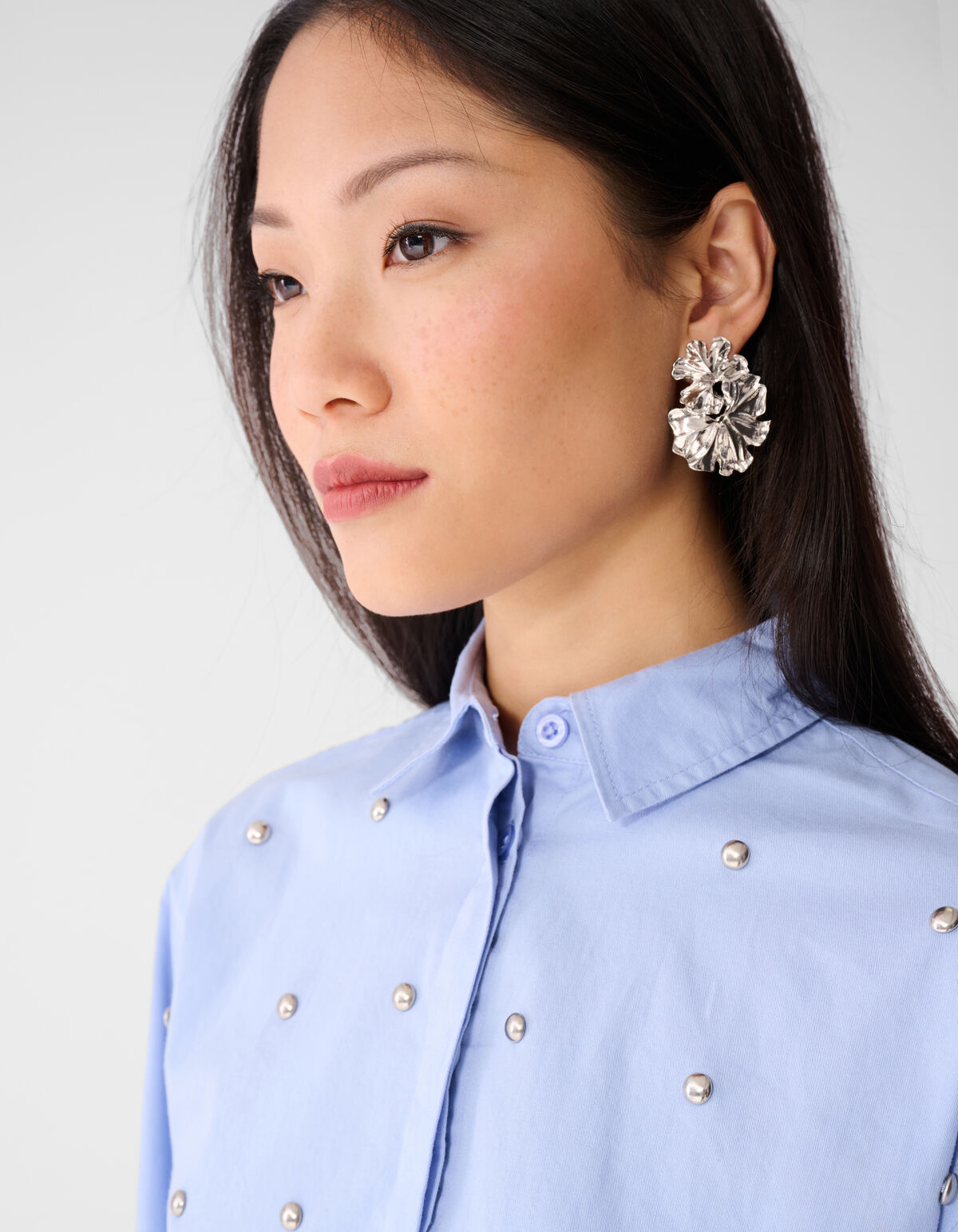 Oversized Studded Blouse Lichtblauw SHOEBY WOMEN