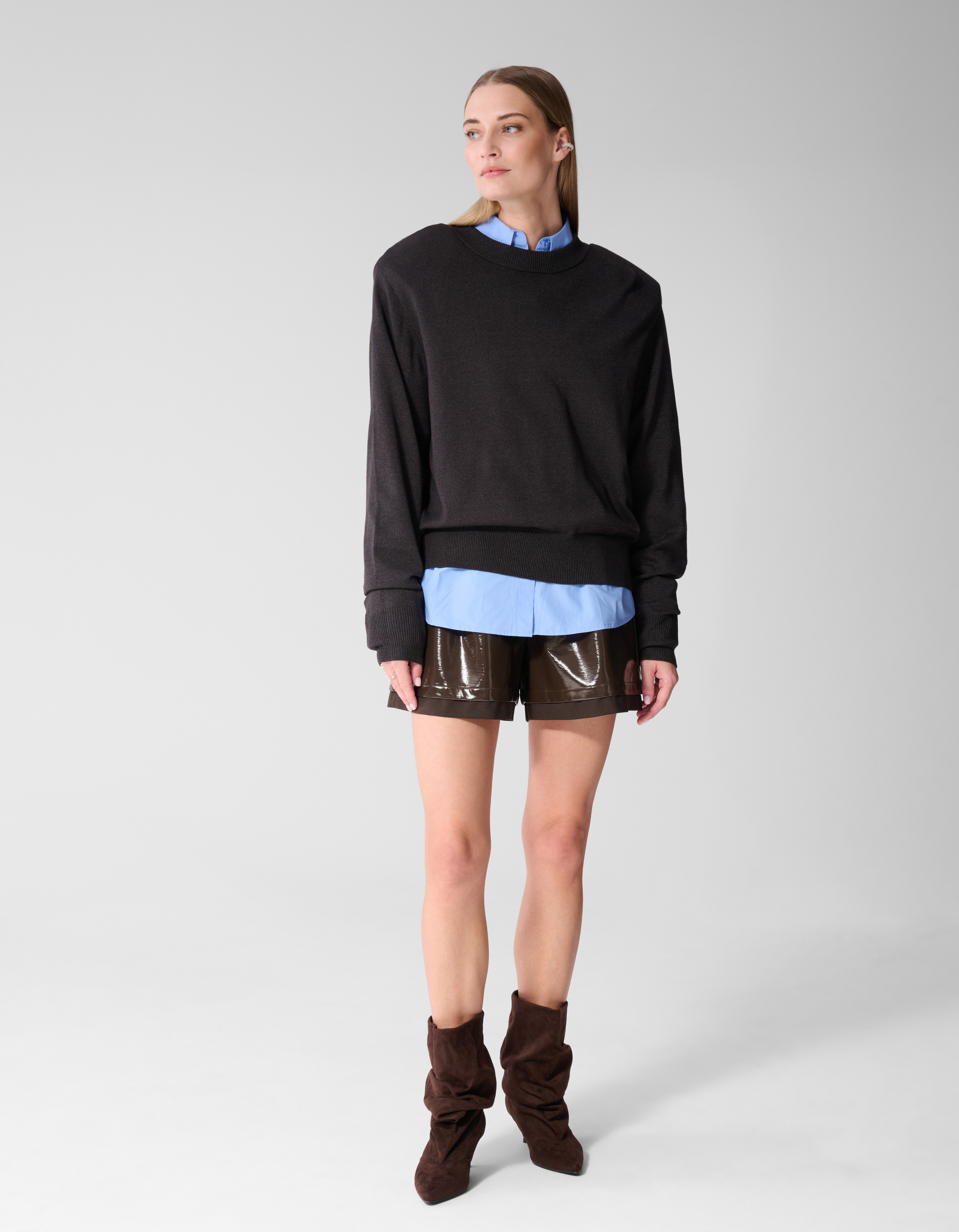 Shoulderpadded Gebreide Trui Donkergrijs SHOEBY WOMEN