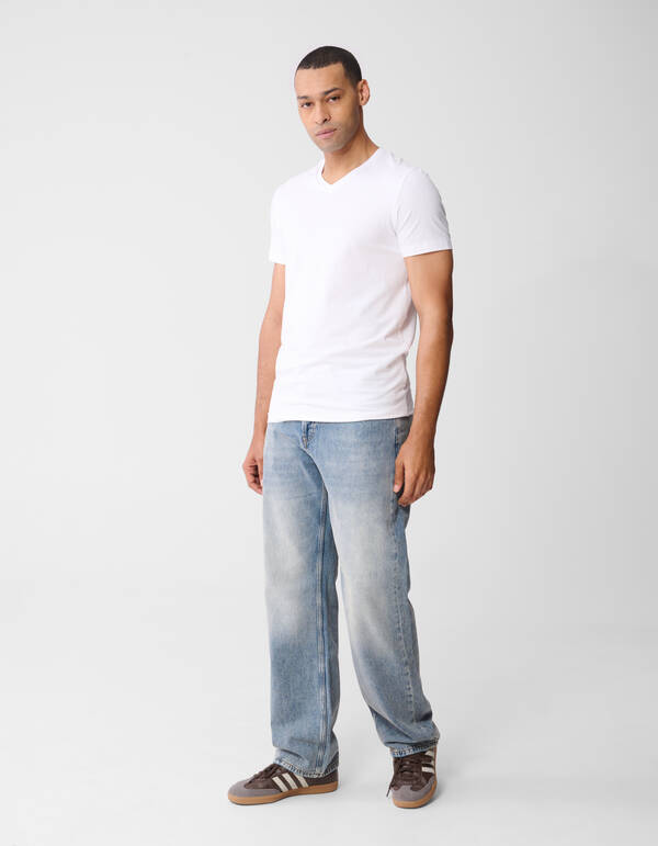 Basis V-hals T-shirt Wit SHOEBY MEN