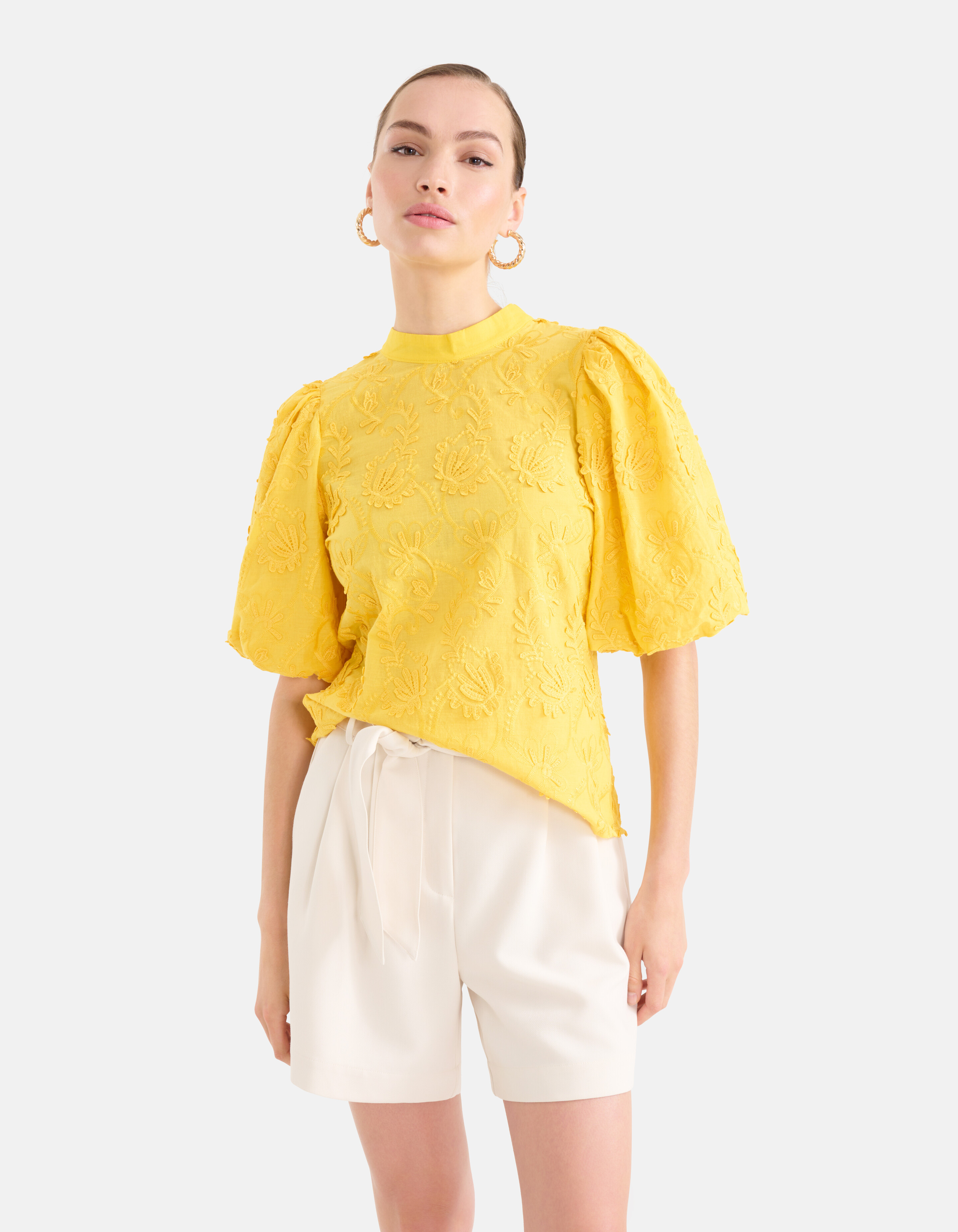 Embroidery Top Geel SHOEBY WOMEN