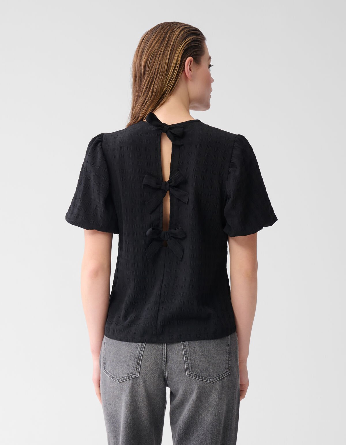 Crinkle Strik Top Zwart SHOEBY WOMEN