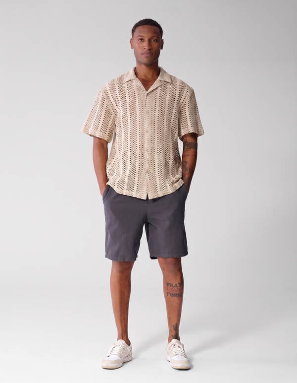 Stripe Crochet Overshirt Zand SHOEBY MEN