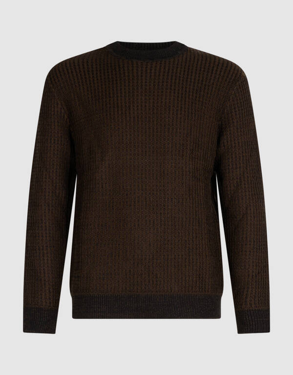 Waffle Crewneck Trui Donkerbruin SHOEBY MEN