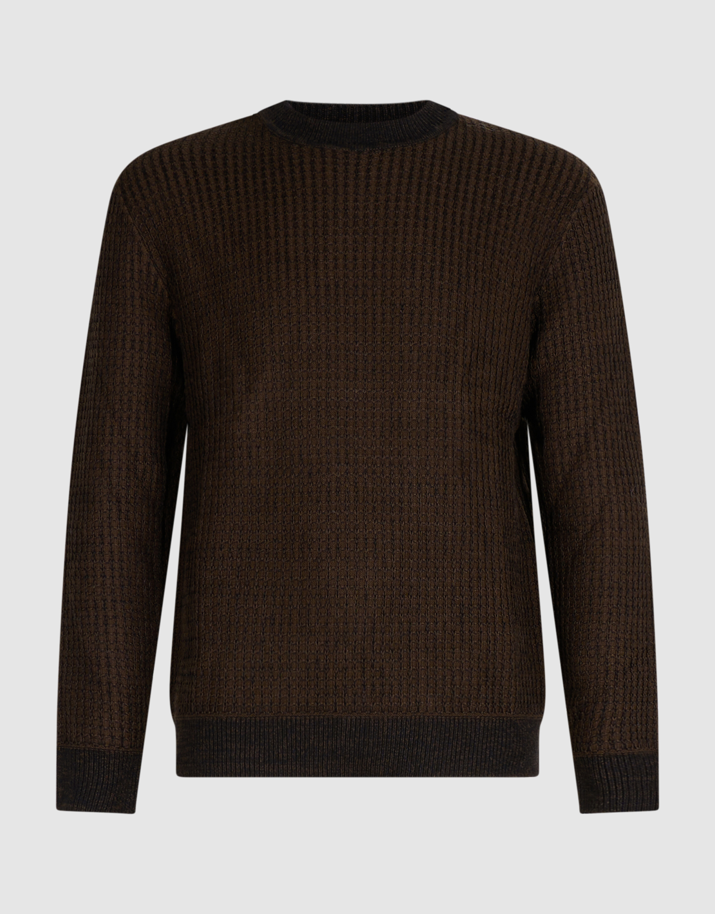 Waffle Crewneck Trui Donkerbruin SHOEBY MEN