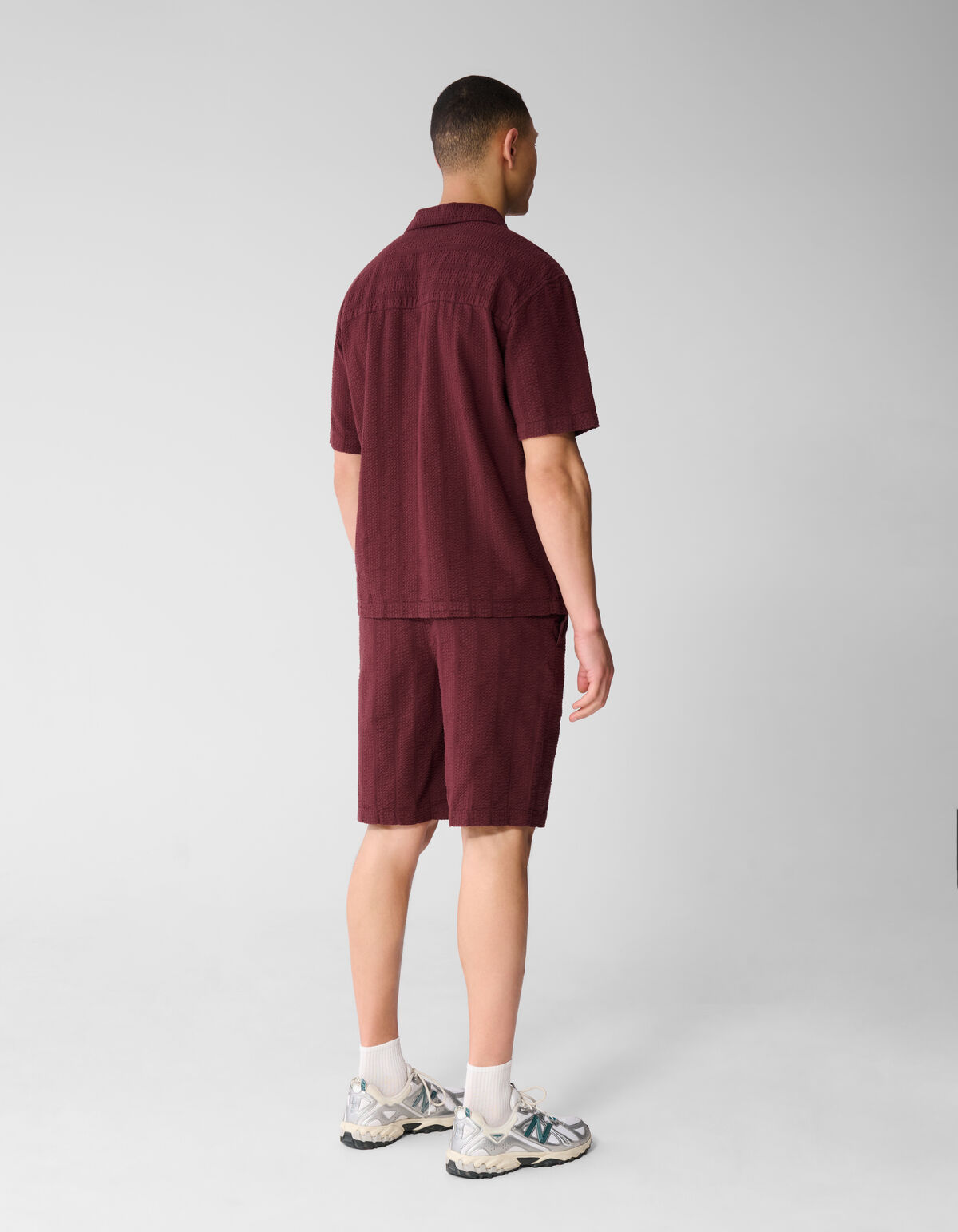 Seersucker Stripe Short Donkerrood SHOEBY MEN