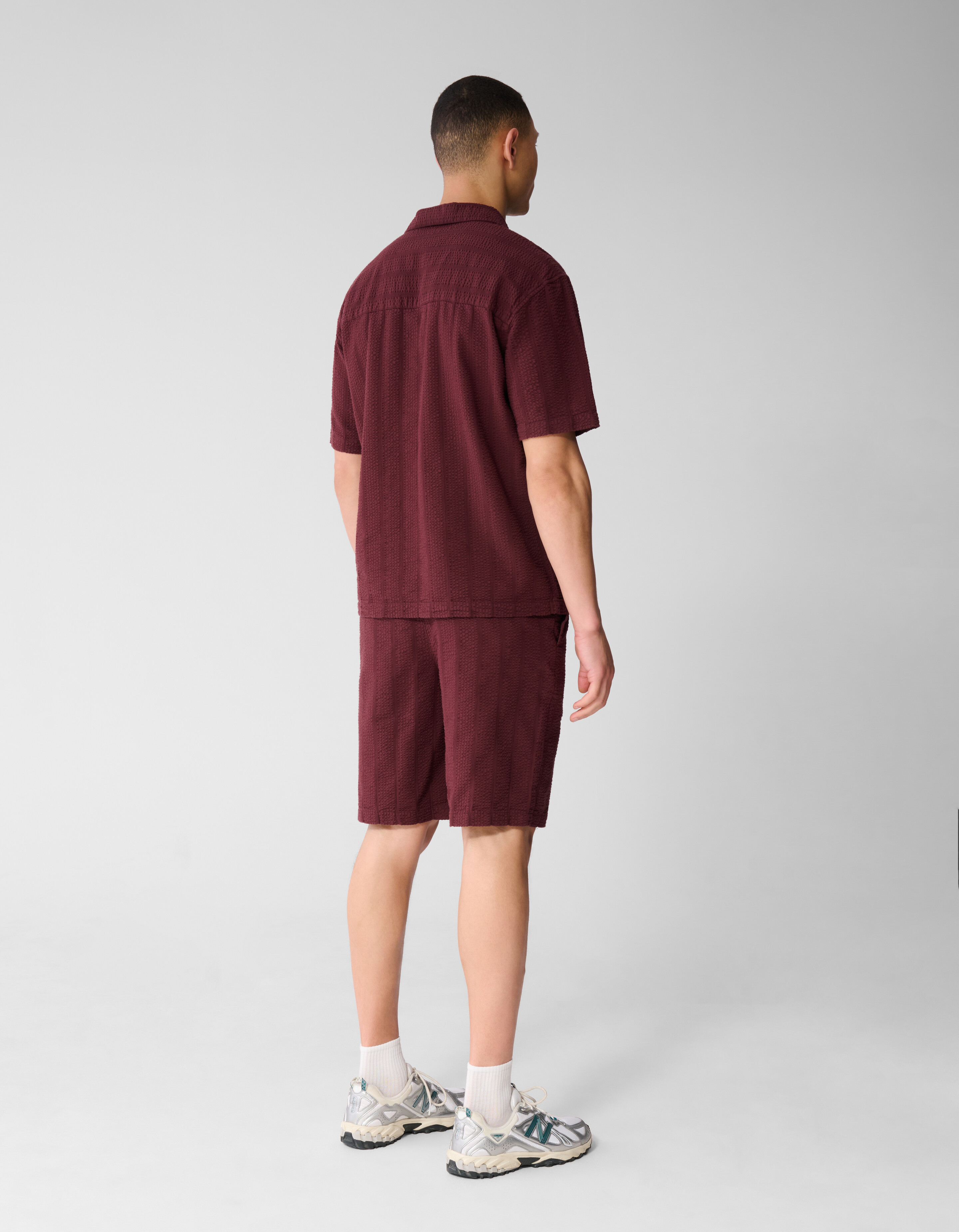 Seersucker Stripe Short Donkerrood SHOEBY MEN