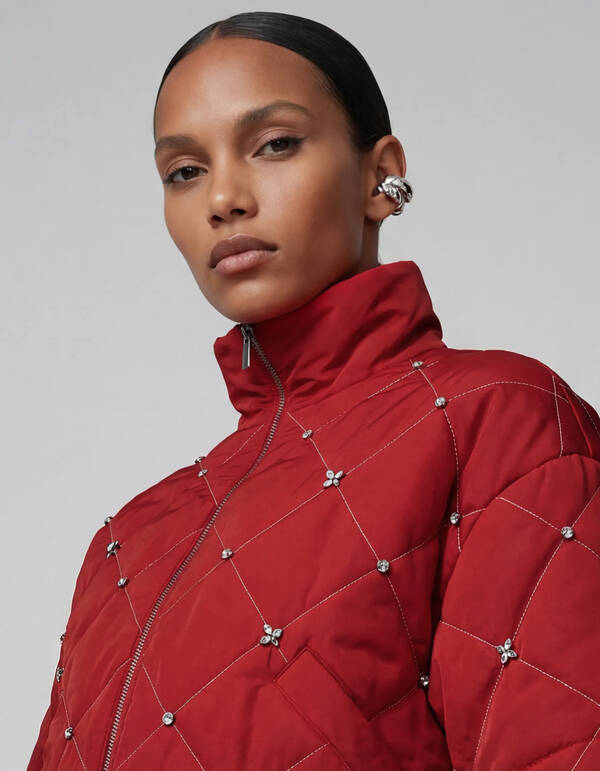 Quilted Strass Bomber Jack Rood SHOEBY WOMEN