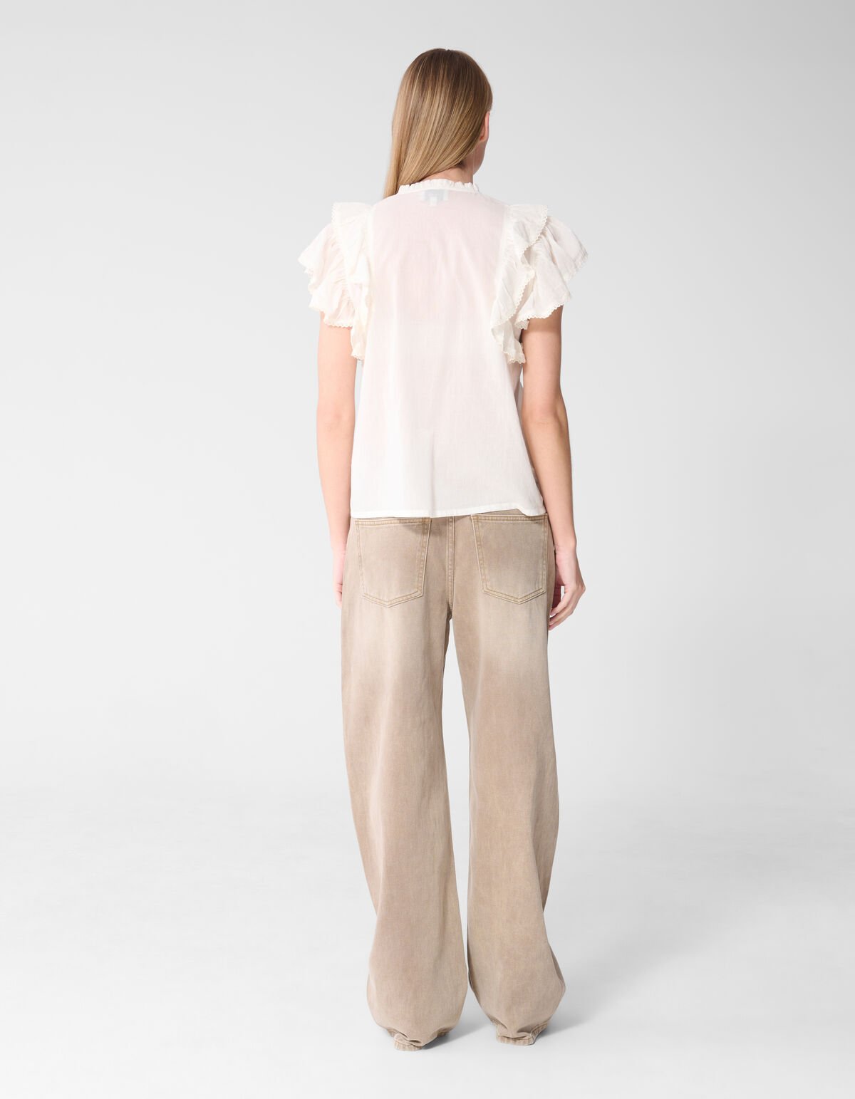 Kanten Ruffle Top Wit SHOEBY WOMEN