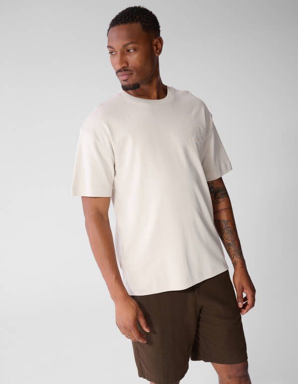Embroidery Logo T-shirt Beige SHOEBY MEN