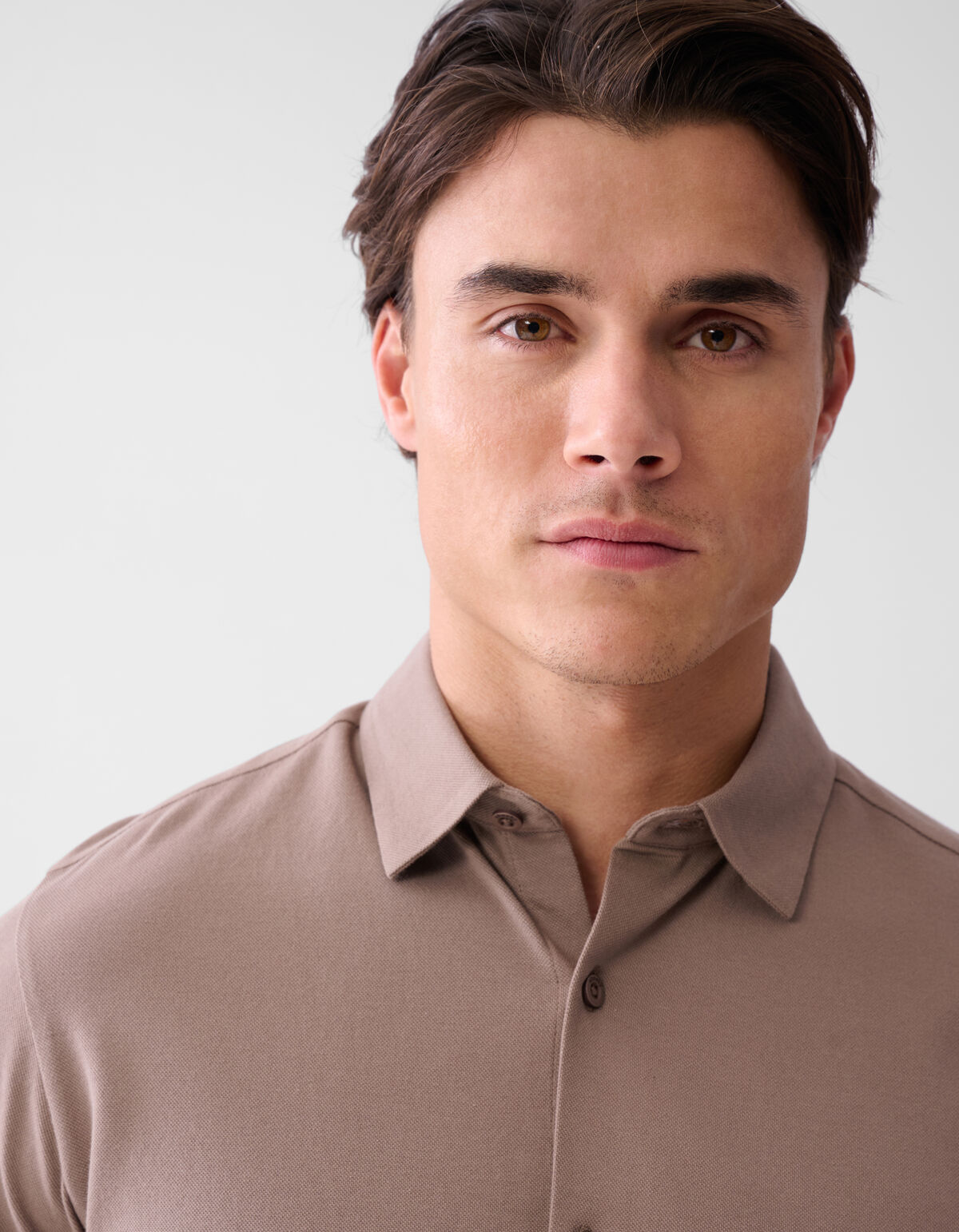 Pique Overhemd Lichtbruin SHOEBY MEN