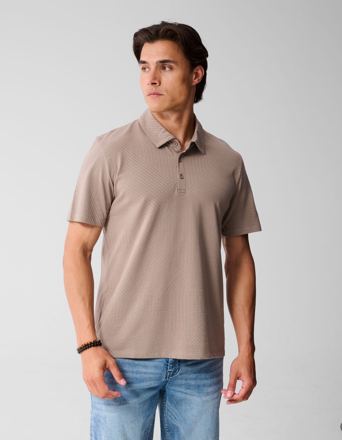 Jacquard Polo Lichtbruin SHOEBY MEN