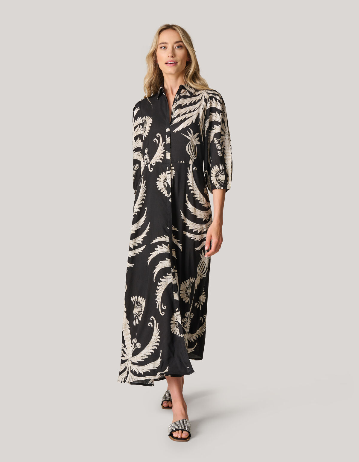 Printed Maxi Jurk Zwart/Wit SHOEBY WOMEN